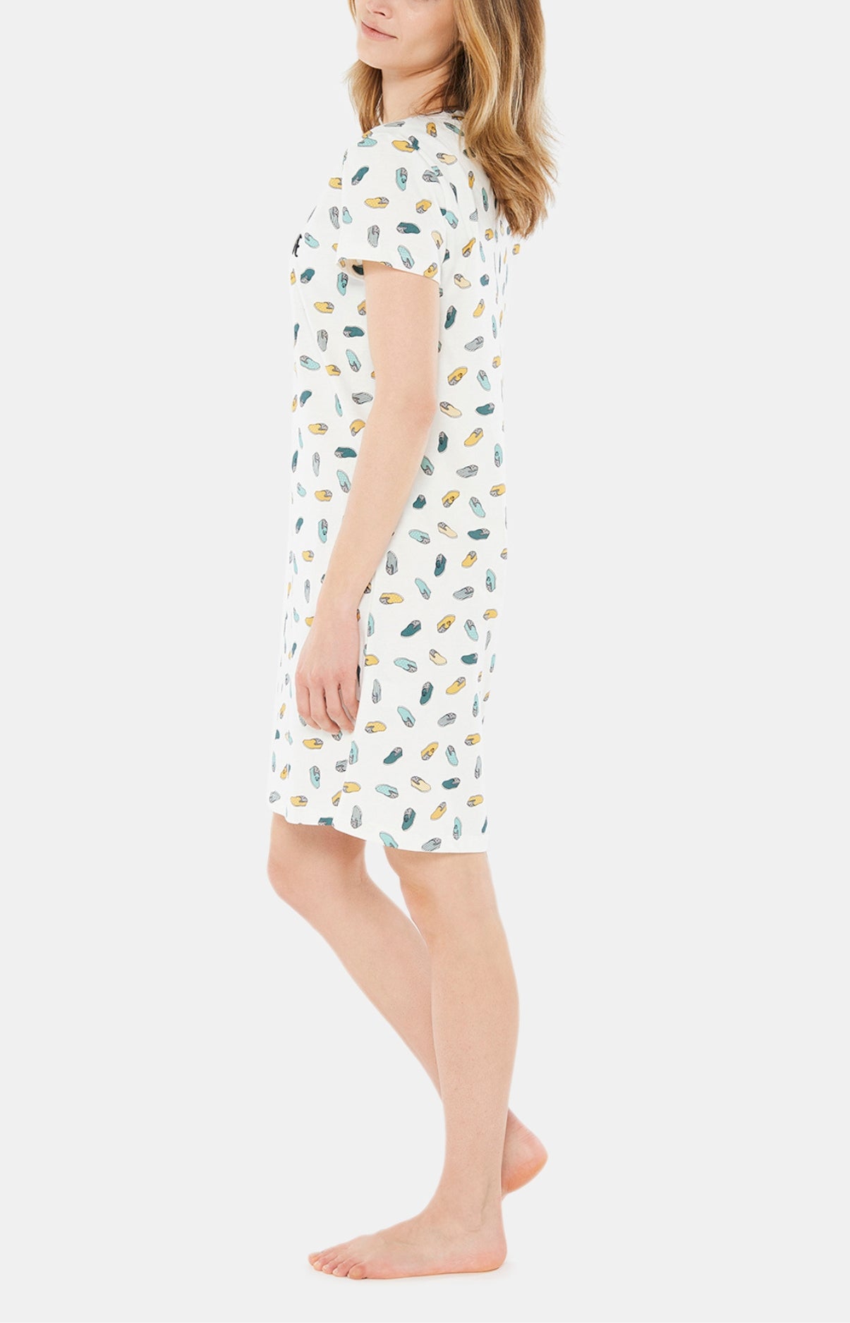 Chemise de Nuit Femme Pantouflard Blanc et Ivoire 2