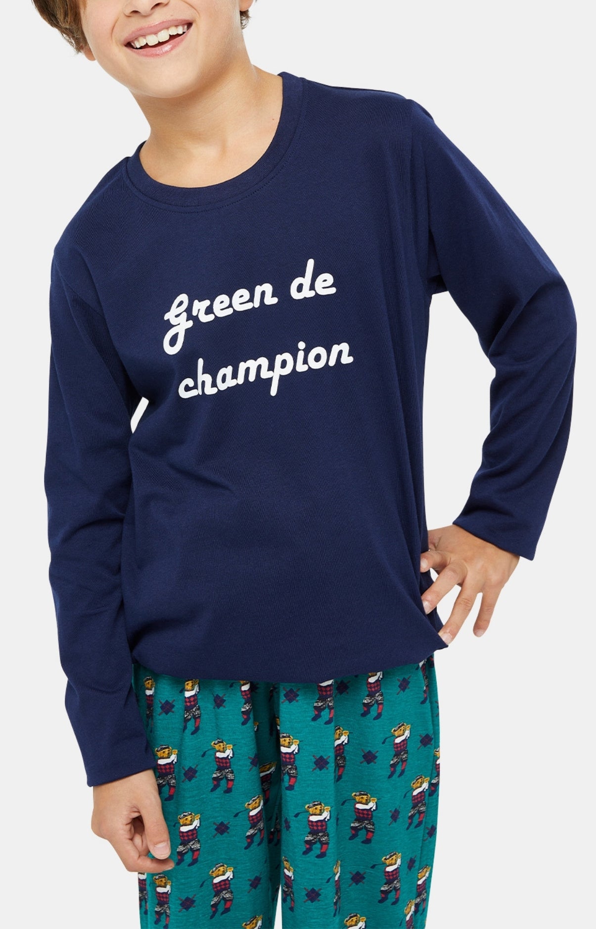 Pyjama long Enfant Green de champion Marine et Vert 2