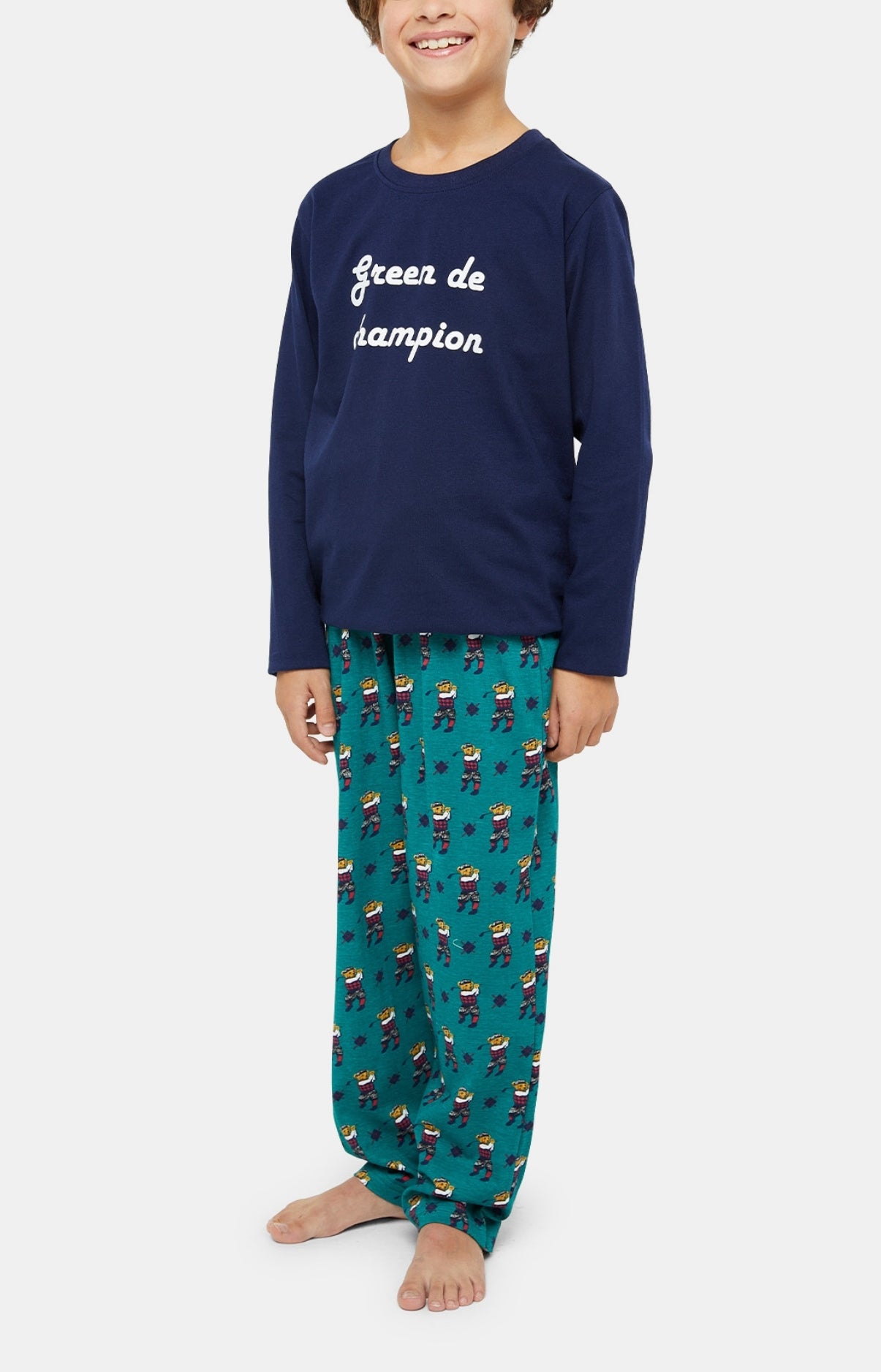 Pyjama long Enfant Green de champion Marine et Vert 1