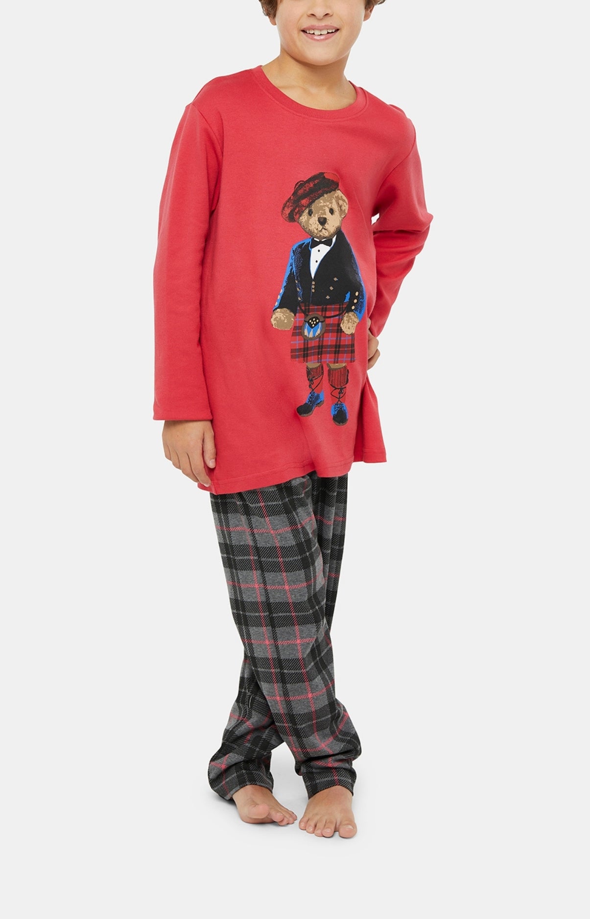 Pyjama long Enfant Boston Gris et Rouge 4