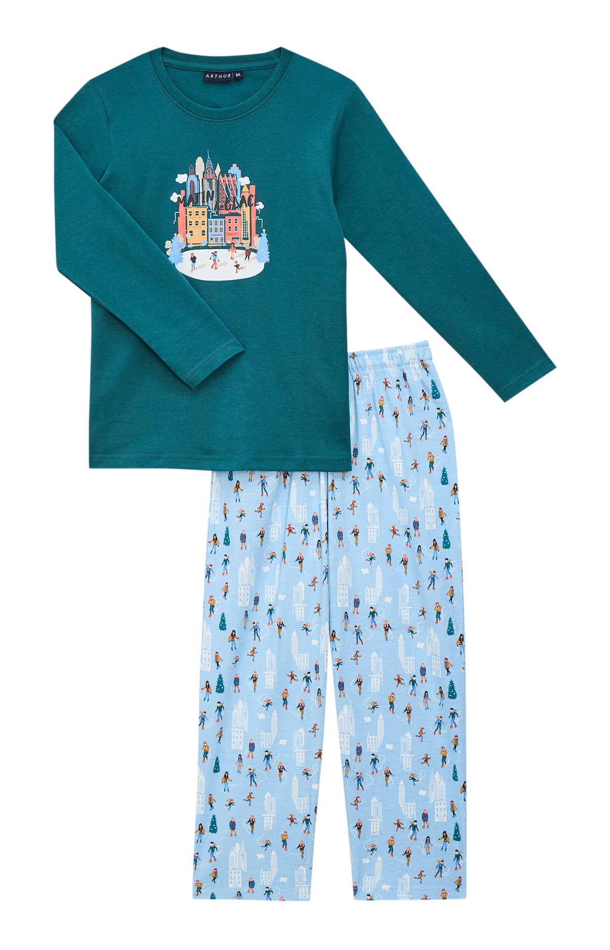 Pyjama enfant mixte noël patin à glace 3