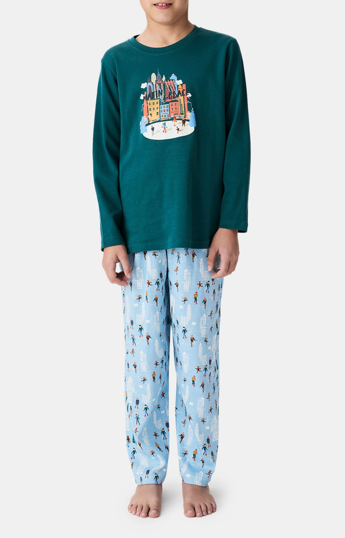 Pyjama enfant mixte noël patin à glace 1