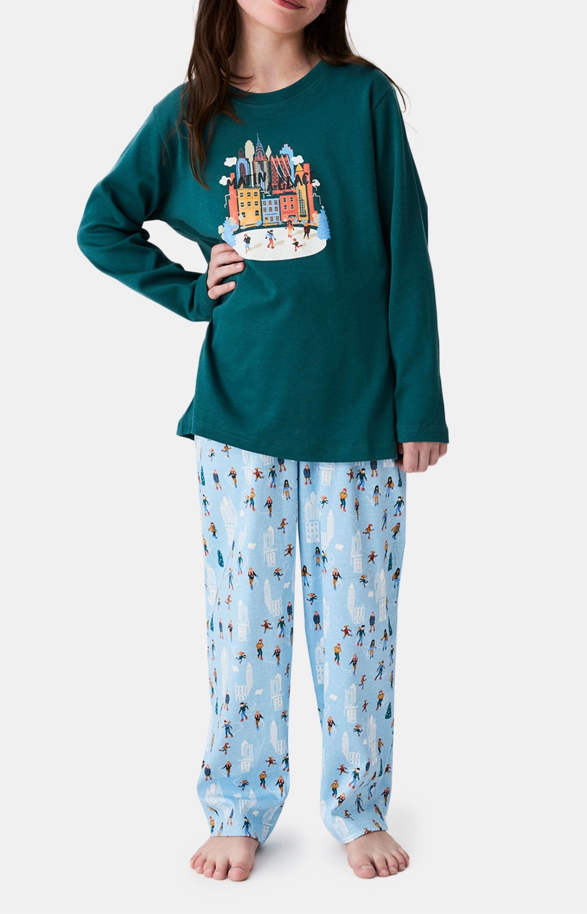 Pyjama enfant mixte noël patin à glace 5