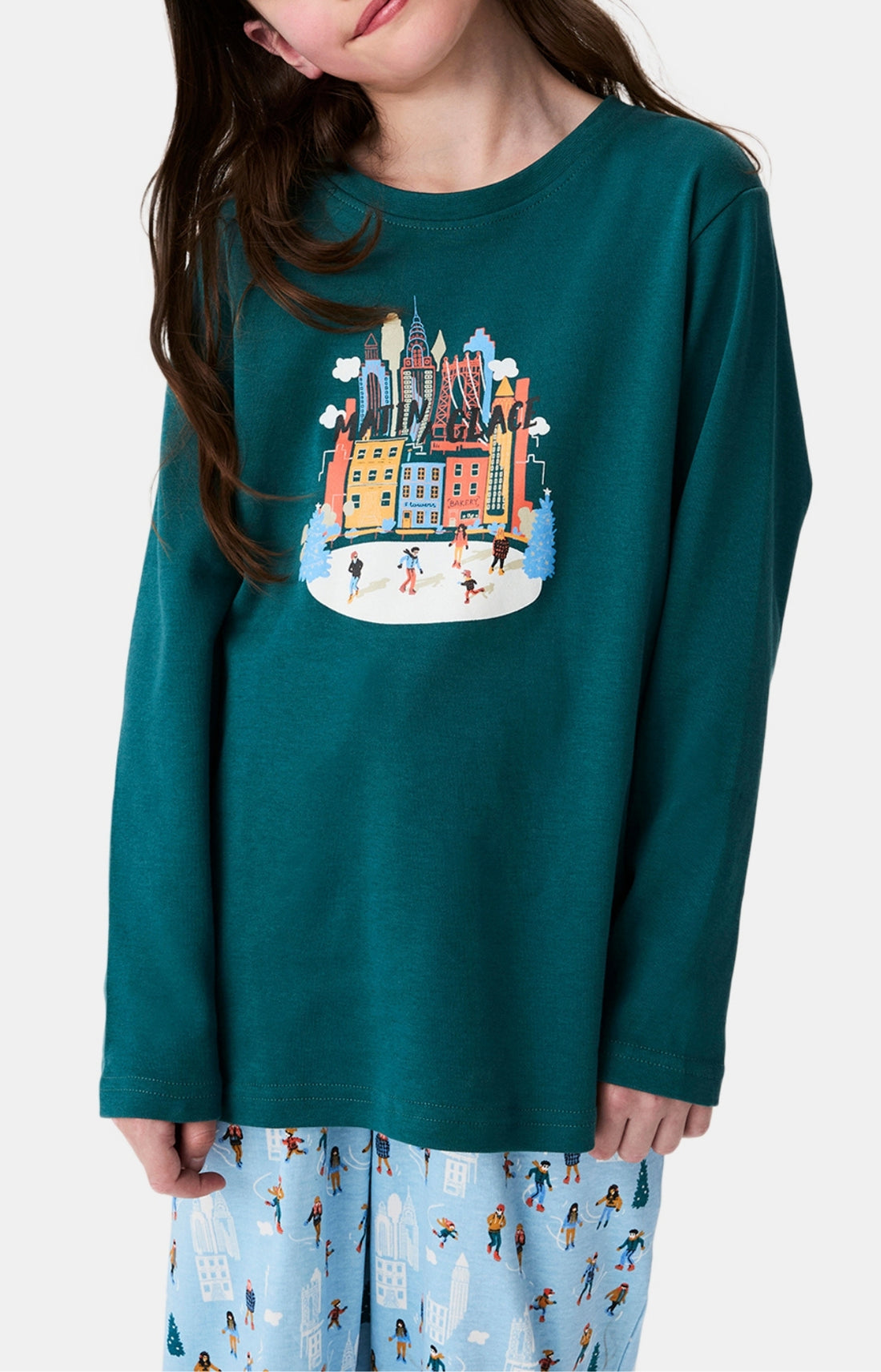 Pyjama enfant mixte noël patin à glace 2