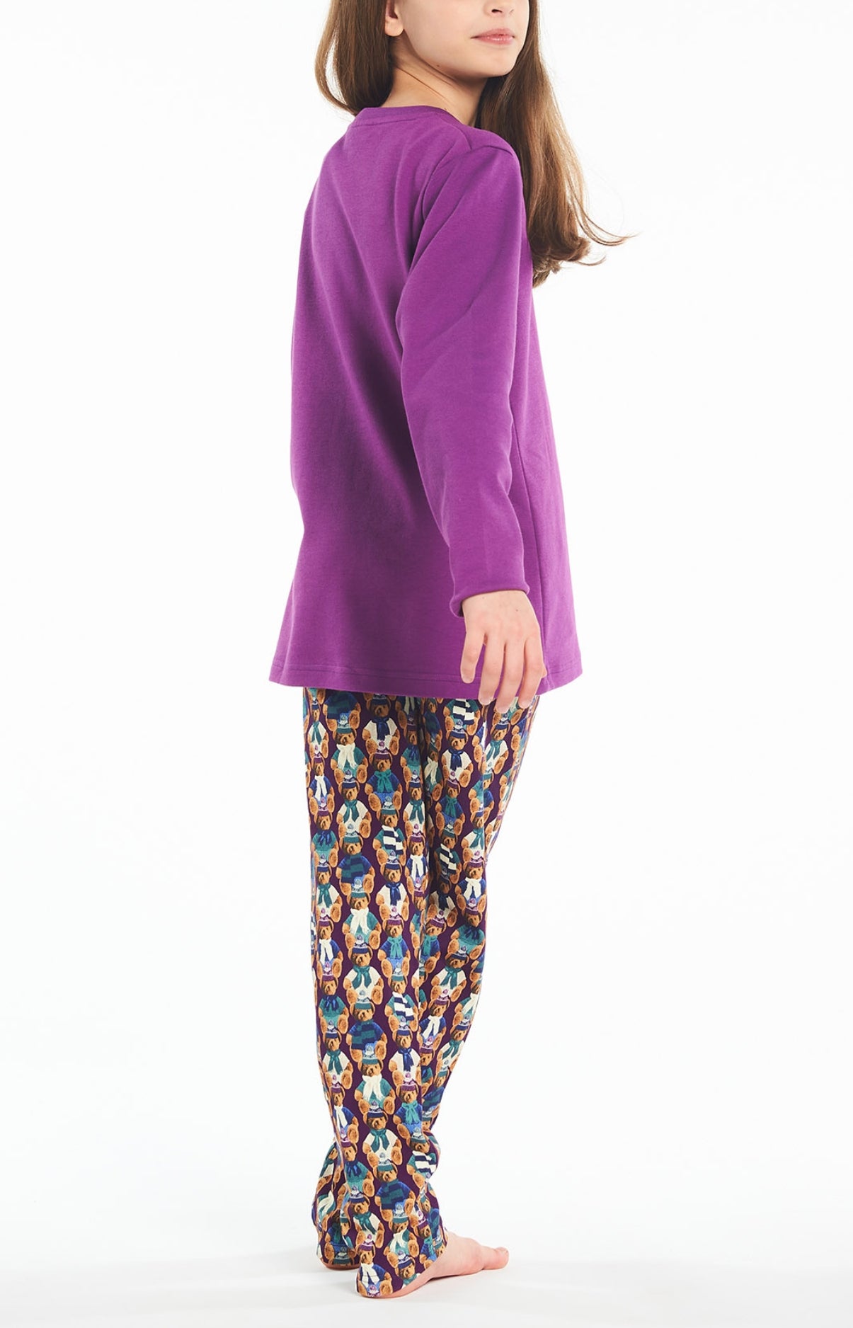 Pyjama long Enfant Teddy Violet et Bordeaux 9
