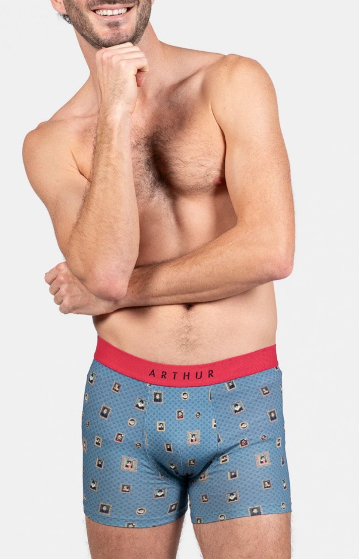 Boxer Homme Cadre Rouge et Bleu 1