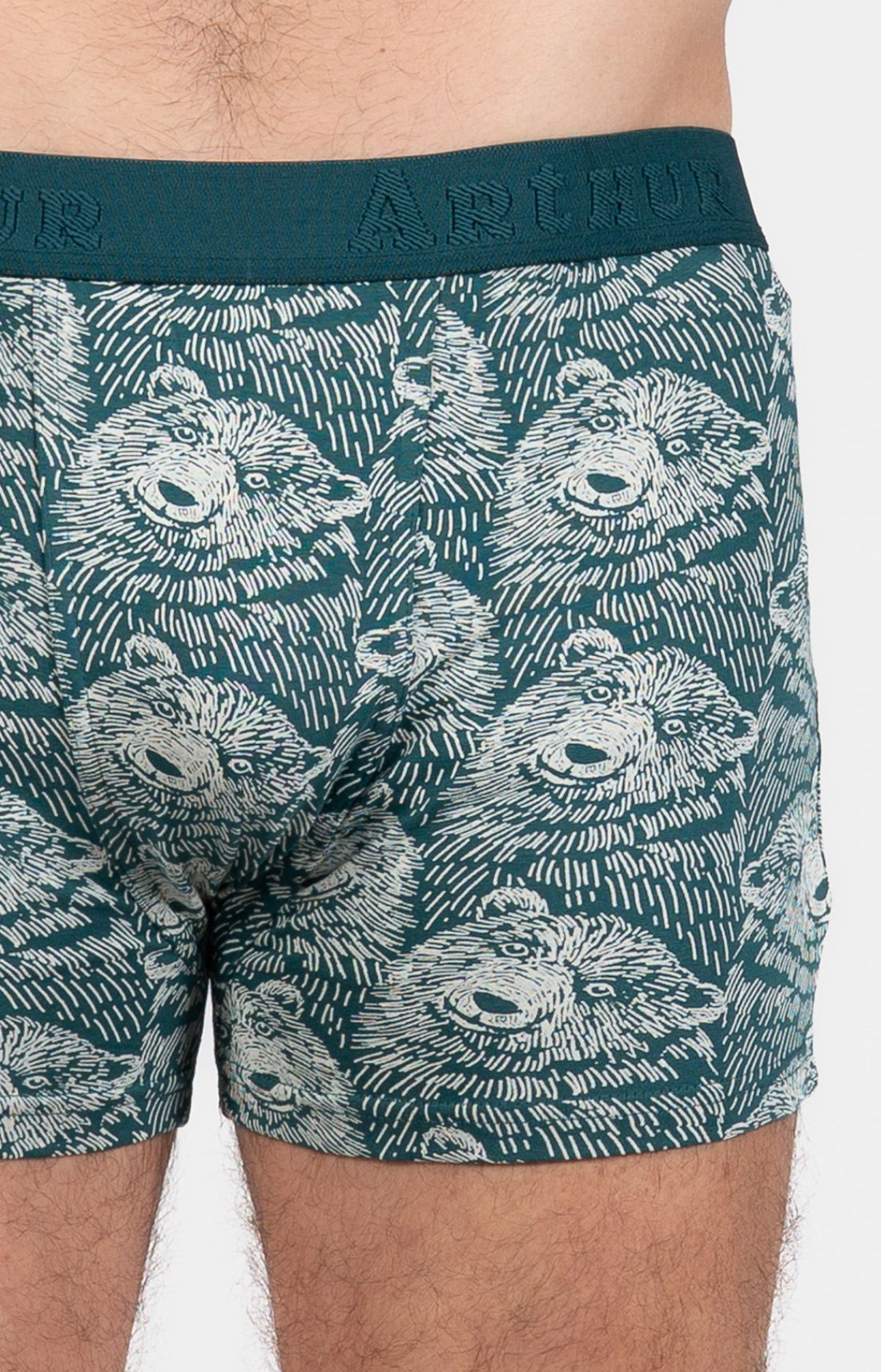Boxer Homme Ours Gris et Vert 2