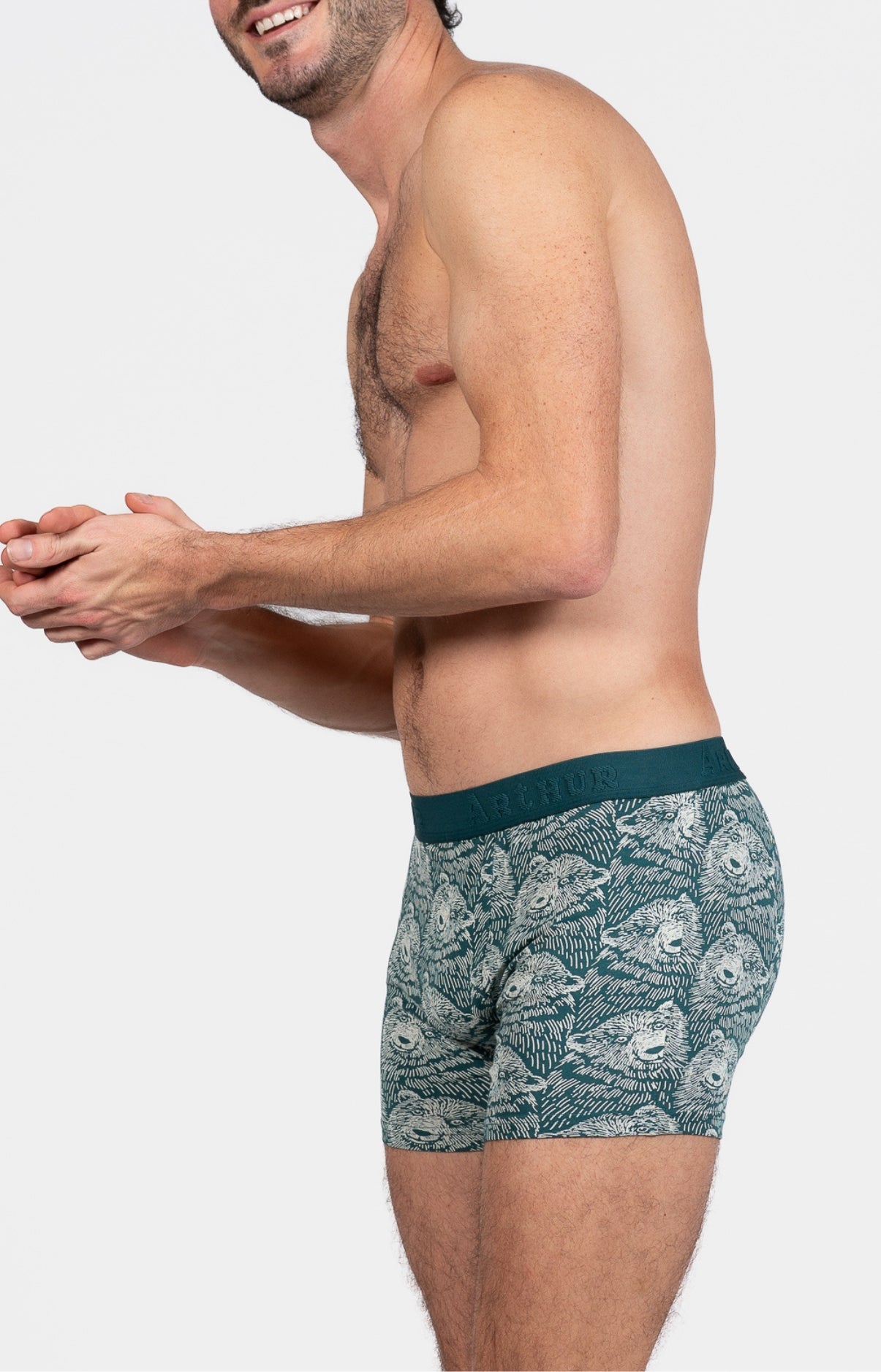Boxer Homme Ours Gris et Vert 4