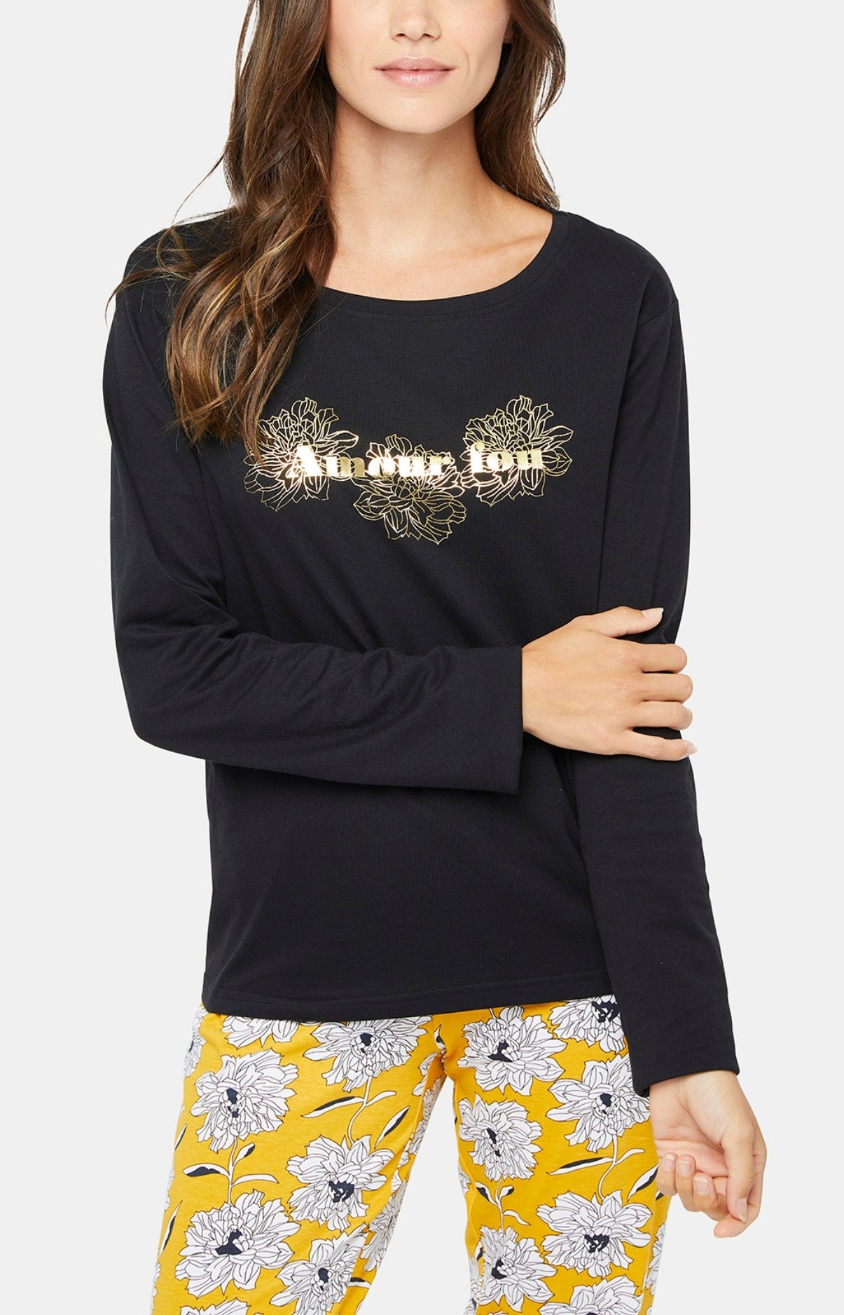 Pyjama long Femme Simone Jaune et Noir 8