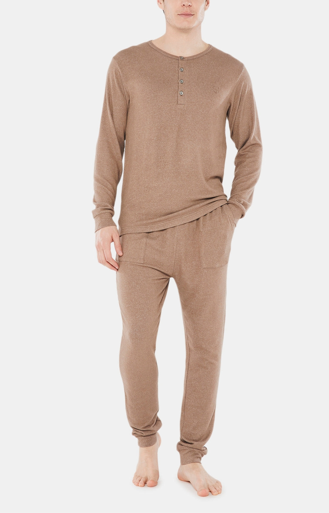 Pyjama long Homme Beige et Marron 2