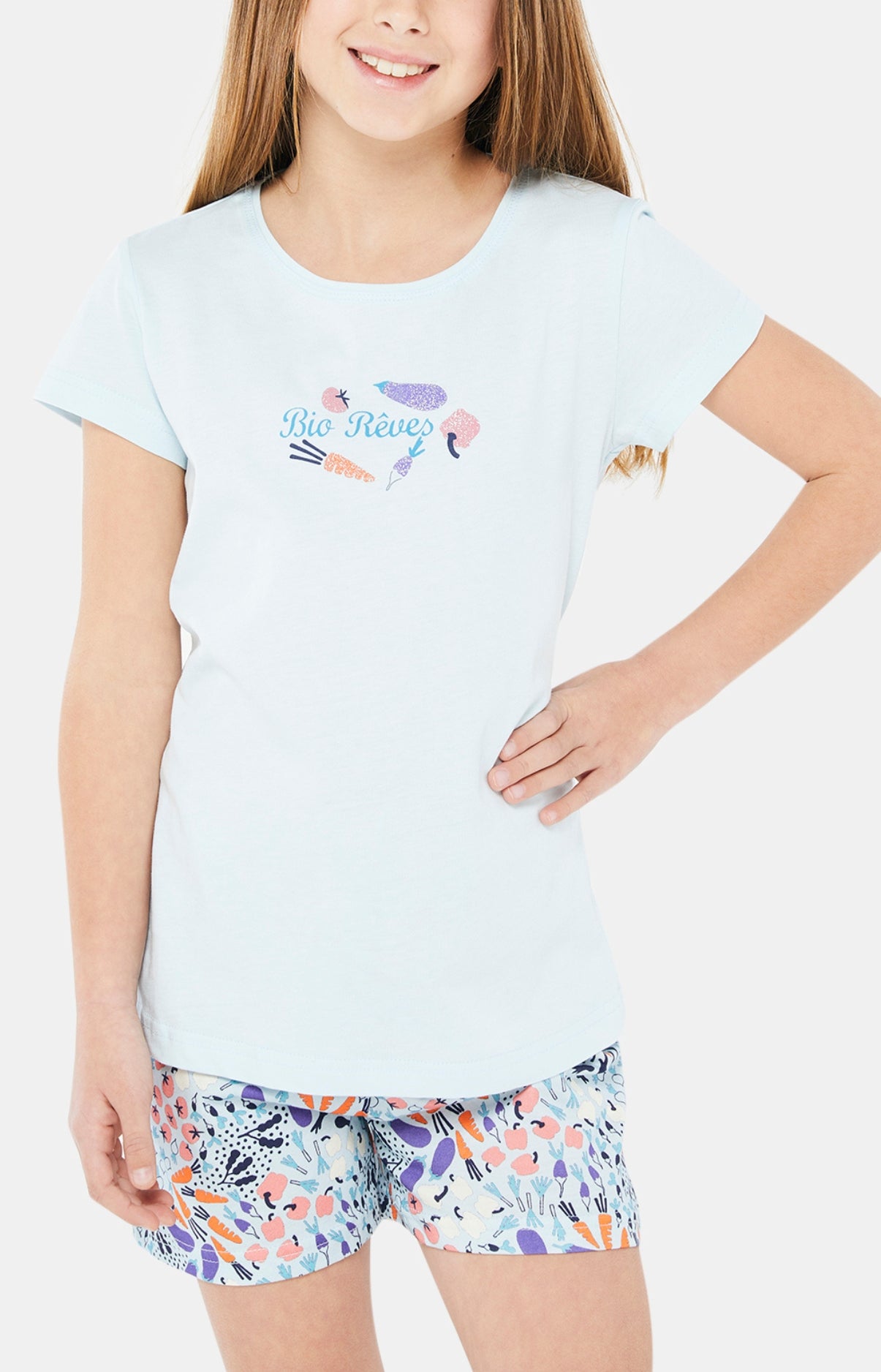 Pyjashort Enfant Potager Blanc et Ivoire 2