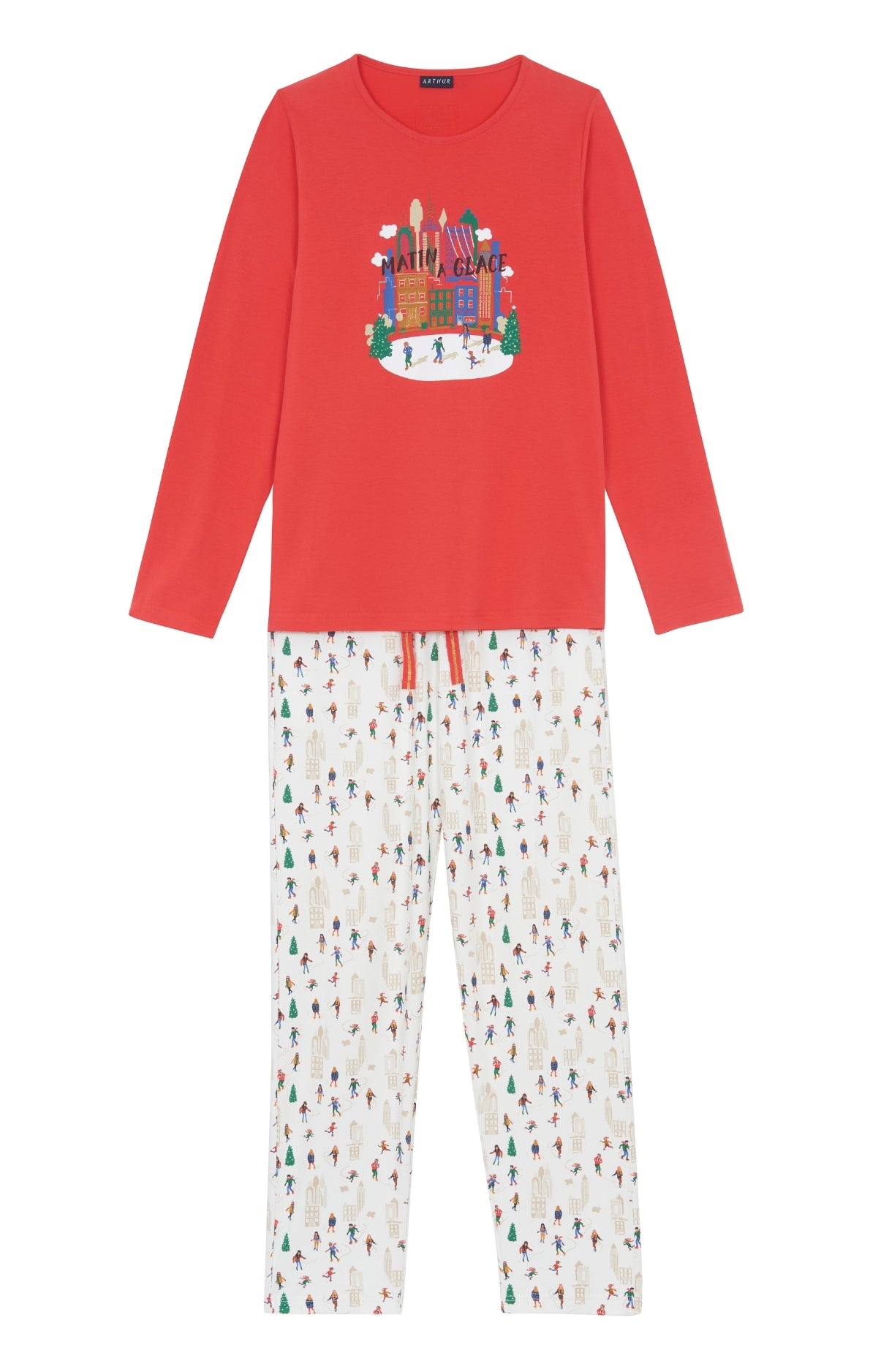 Pyjama long Femme Matin à glace Blanc et Ivoire 3