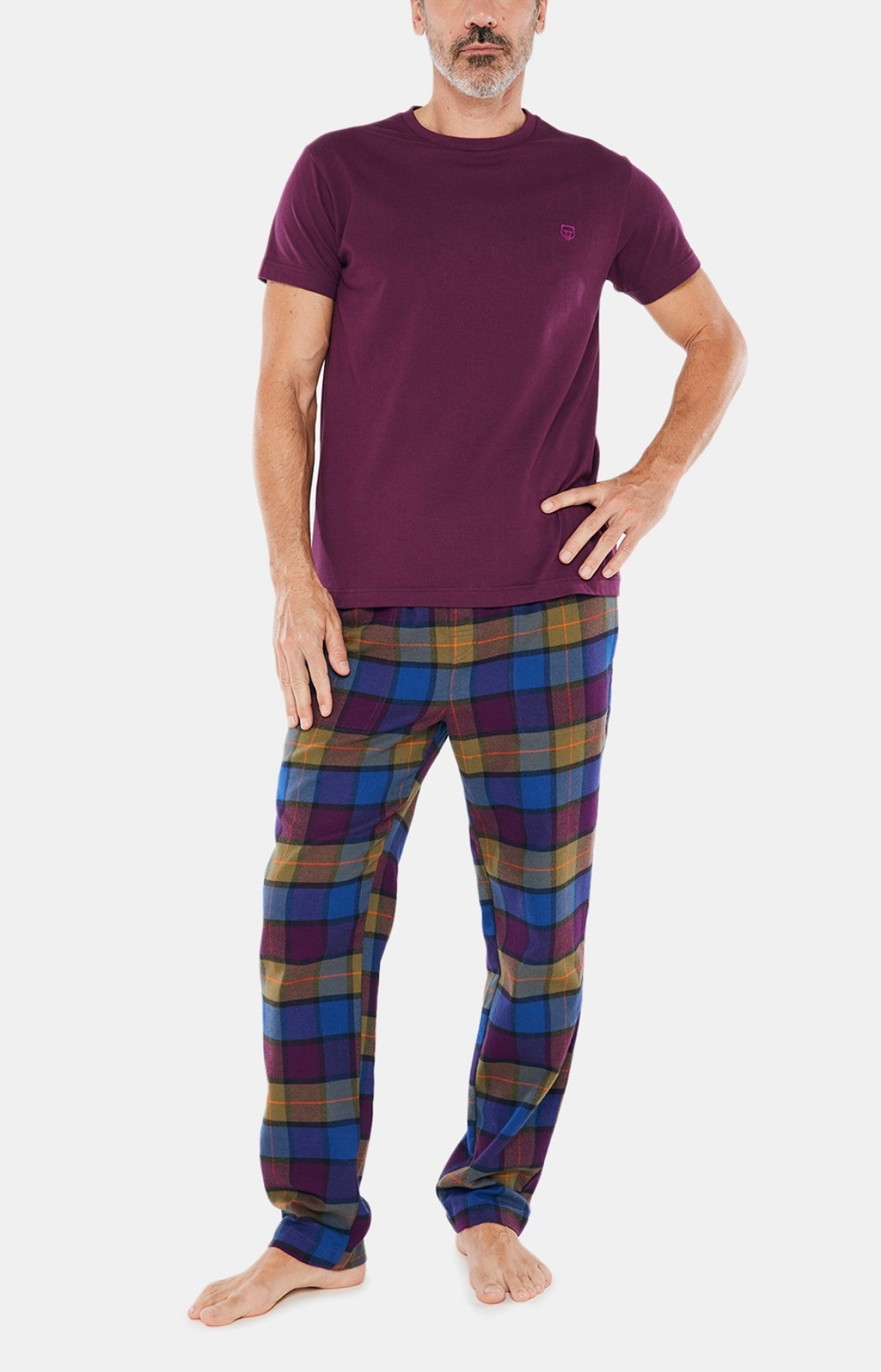 Tee-shirt Homme manches courtes Coton Violet et Bordeaux 2