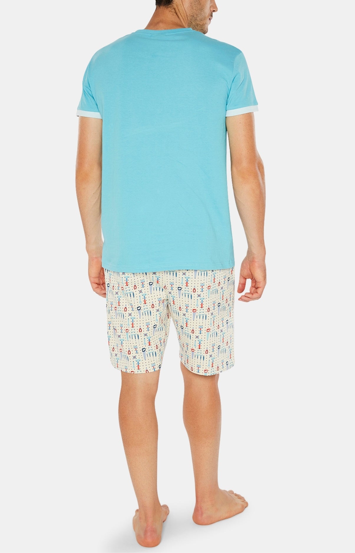 Pyjashort Homme Bricolage Blanc et Ivoire 4