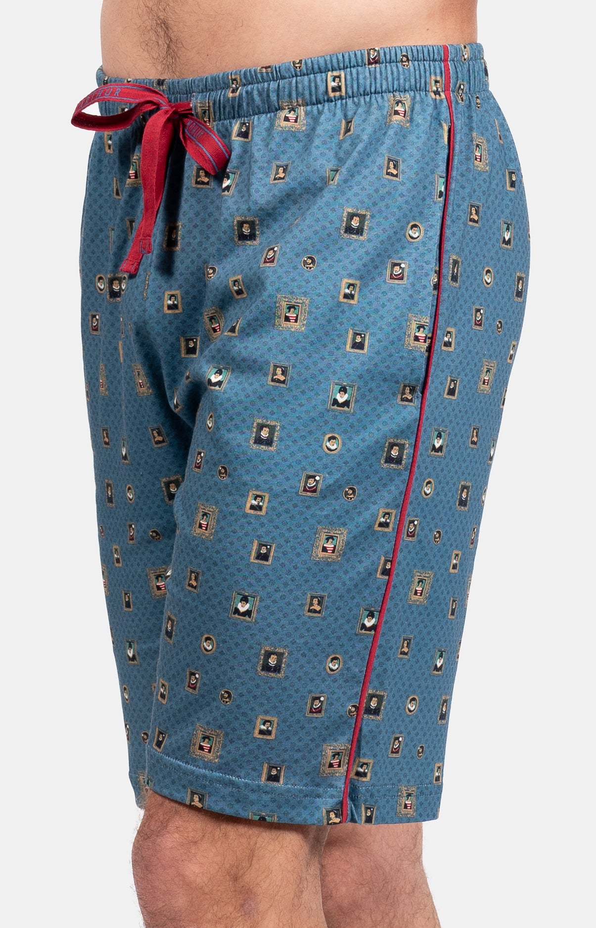 Pyjashort Homme Cadre Rouge et Bleu 6