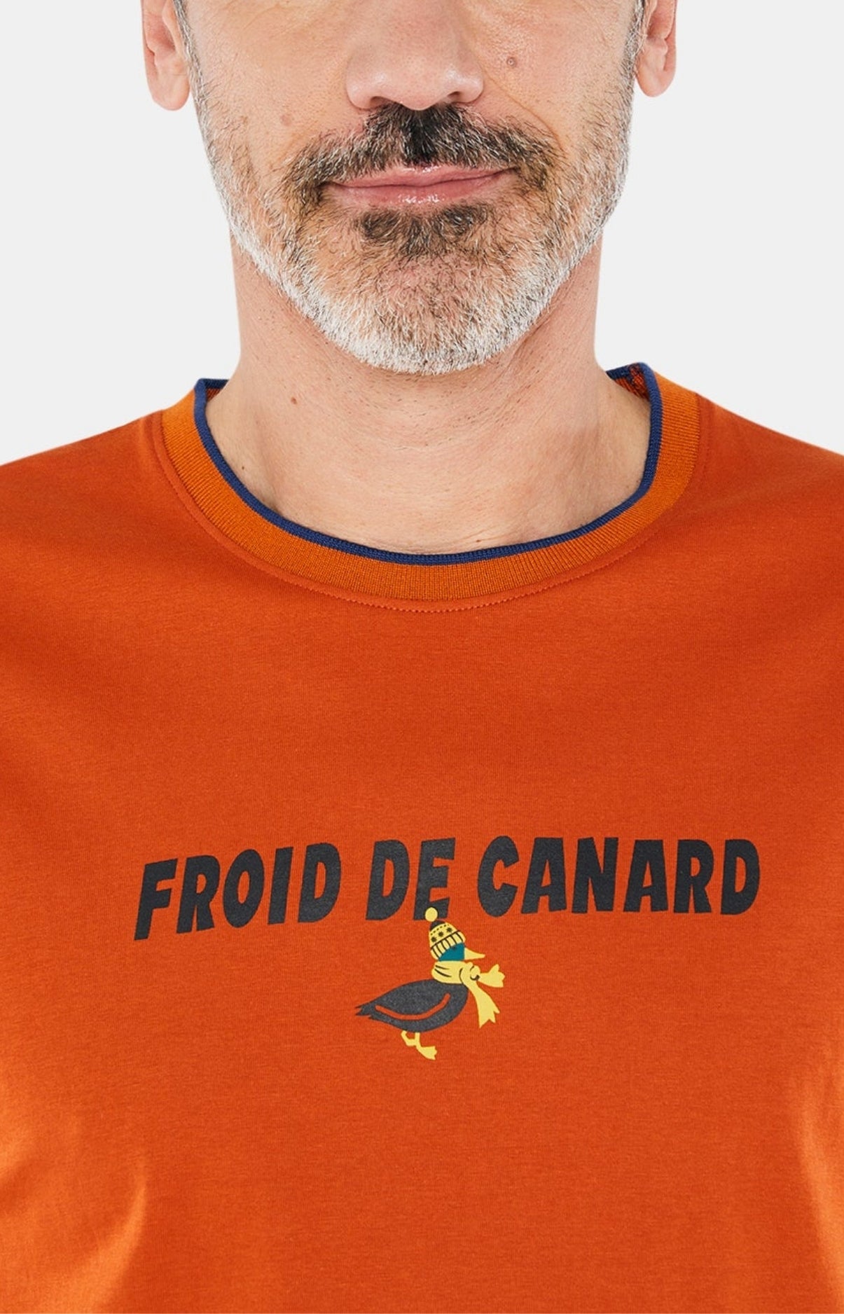 Pyjashort Homme Col Marine et Orange 2