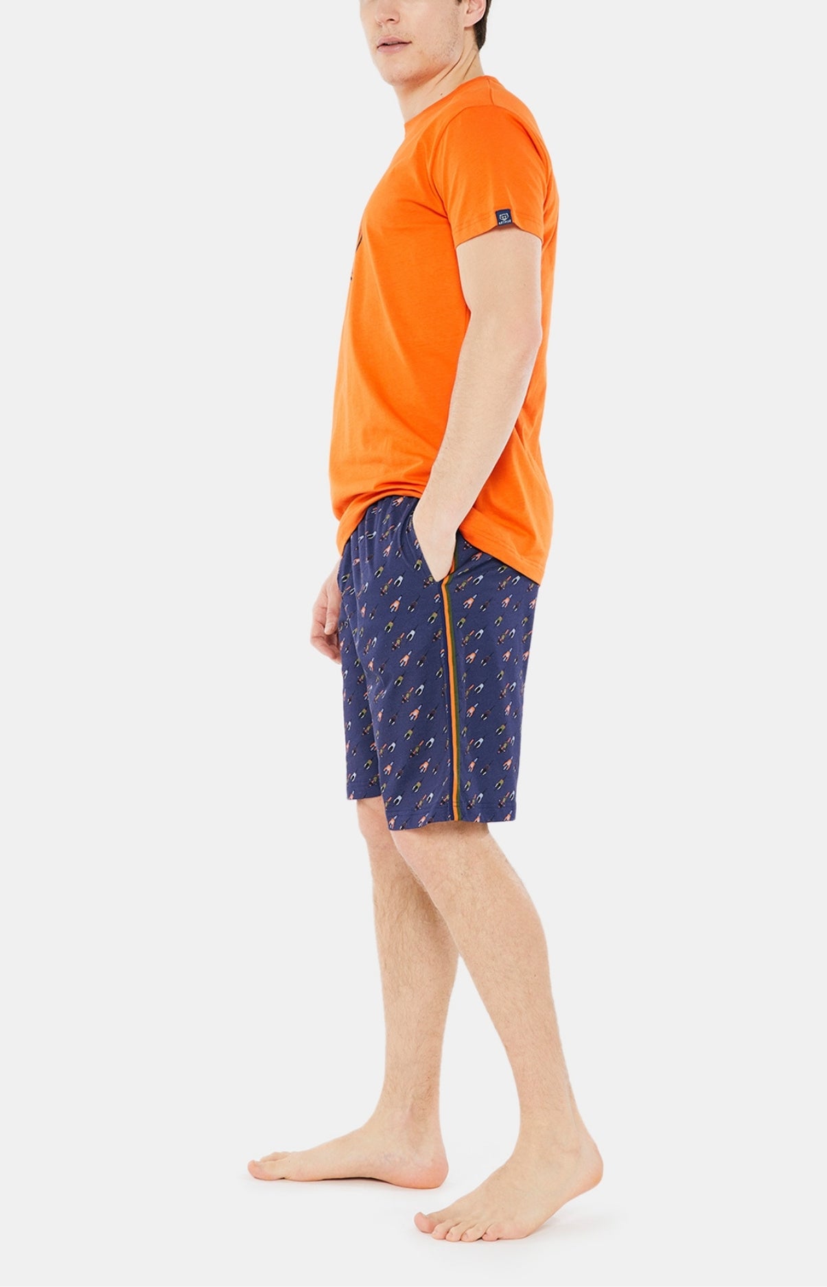 Pyjashort Homme Cycliste Marine et Orange 4