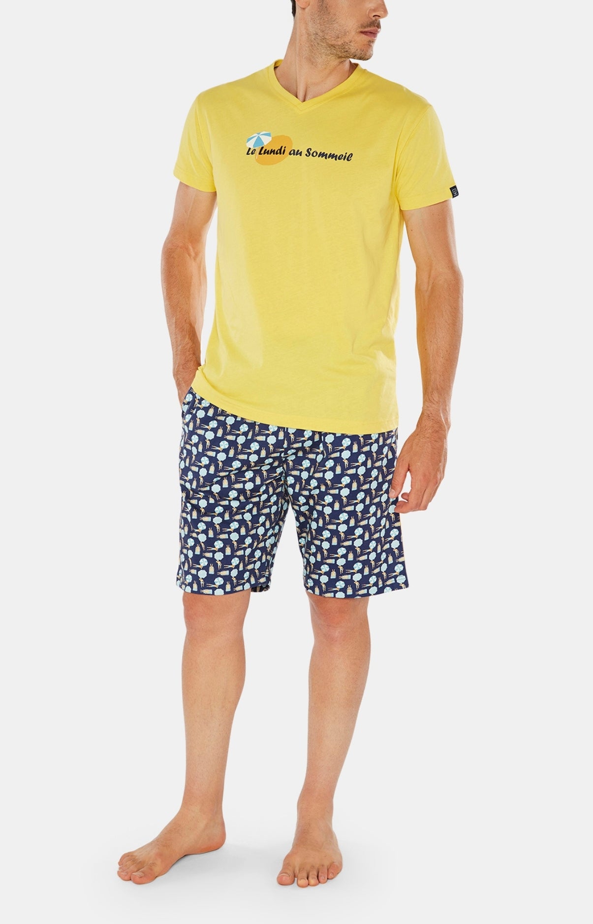 Pyjashort Homme Lundi au Sommeil Marine 1
