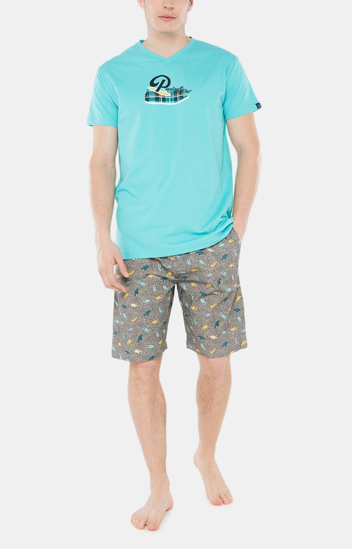 Pyjashort Homme Pantouflard Gris 1