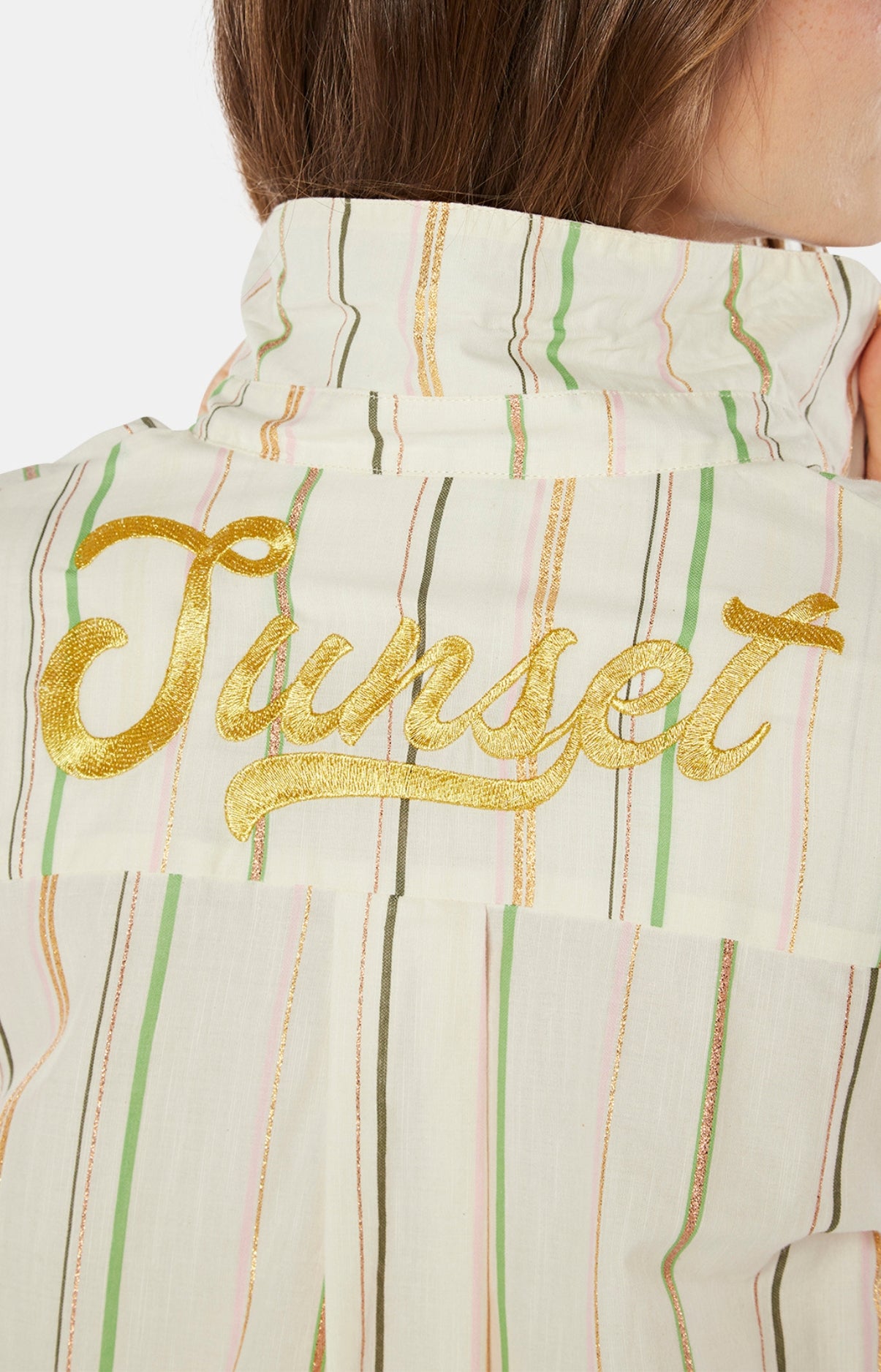 Robe Chemise Femme Rayé Sunset Blanc et Ivoire 5