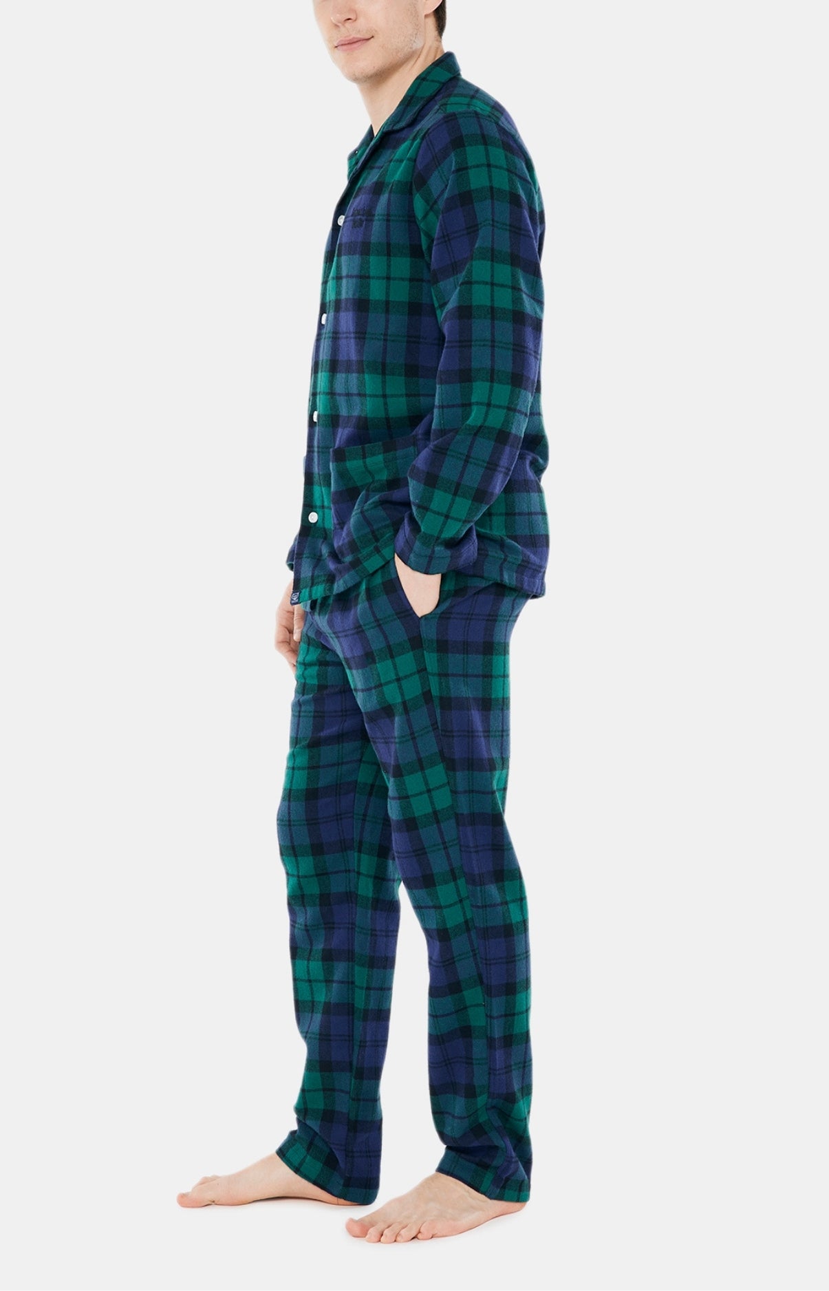 Pyjama long boutonné Homme Bill Vert 2