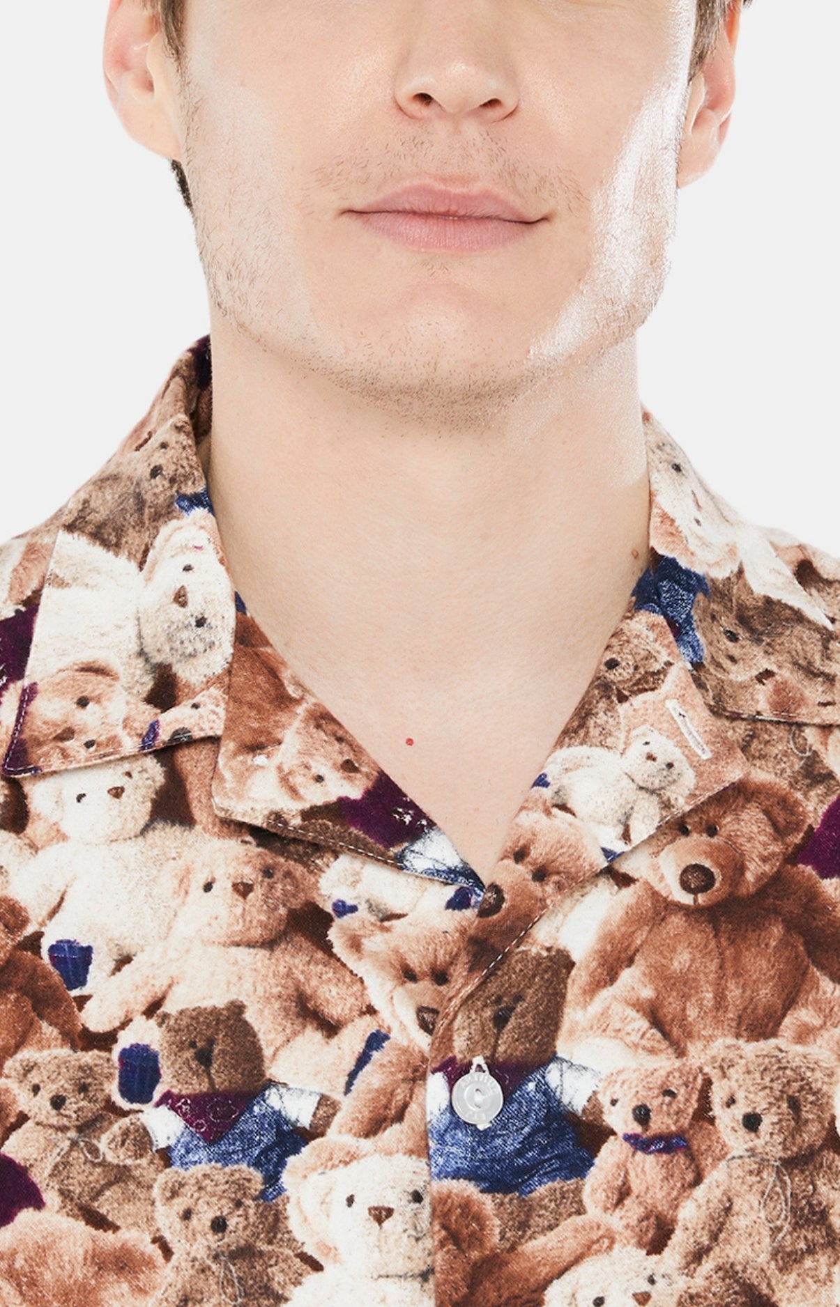 Pyjama long boutonné Homme Teddy Beige et Marron 4