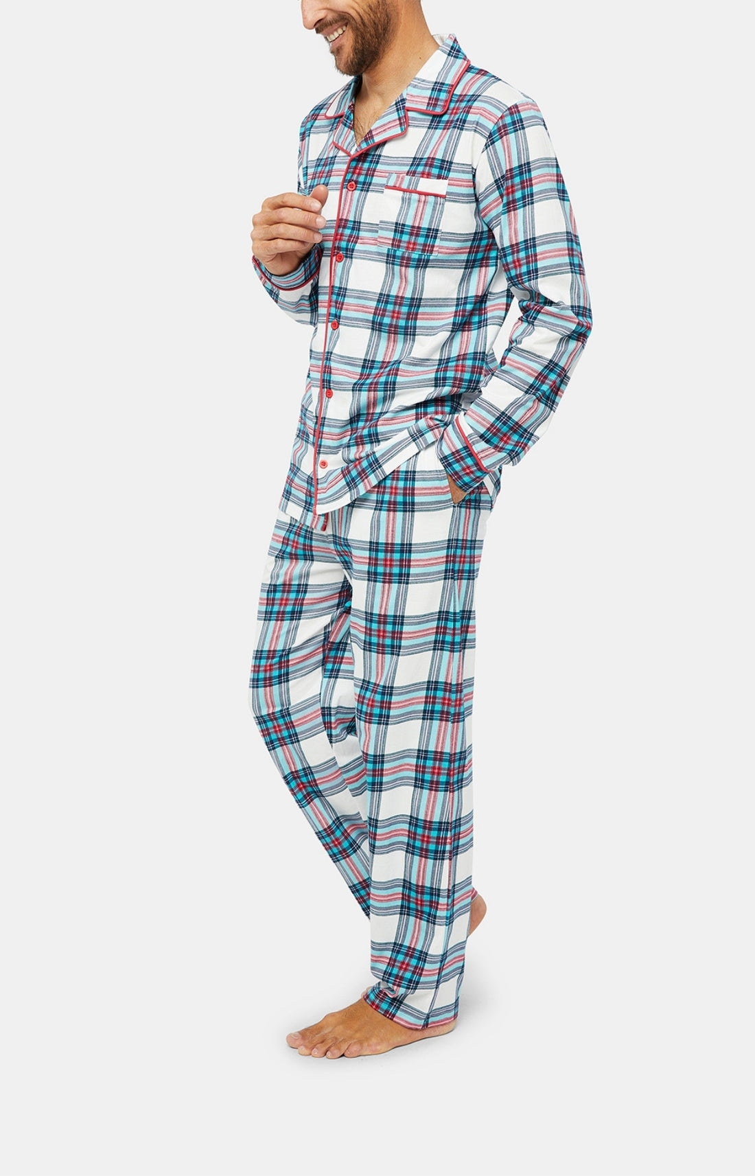 Pyjama long boutonné Homme Honoré Blanc et Ivoire 3