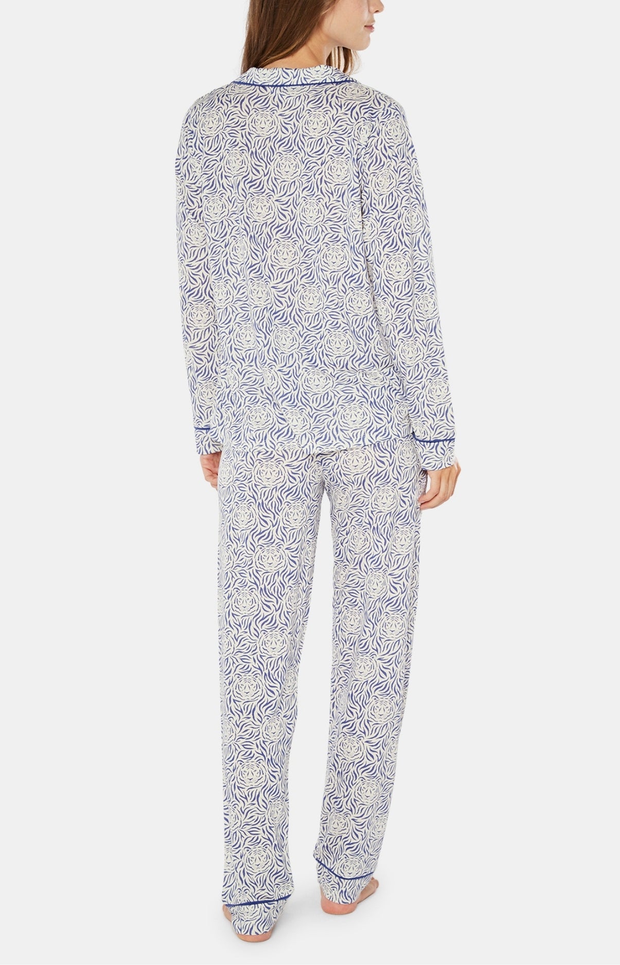 Pyjama long boutonné Femme Tigre Bleu 4