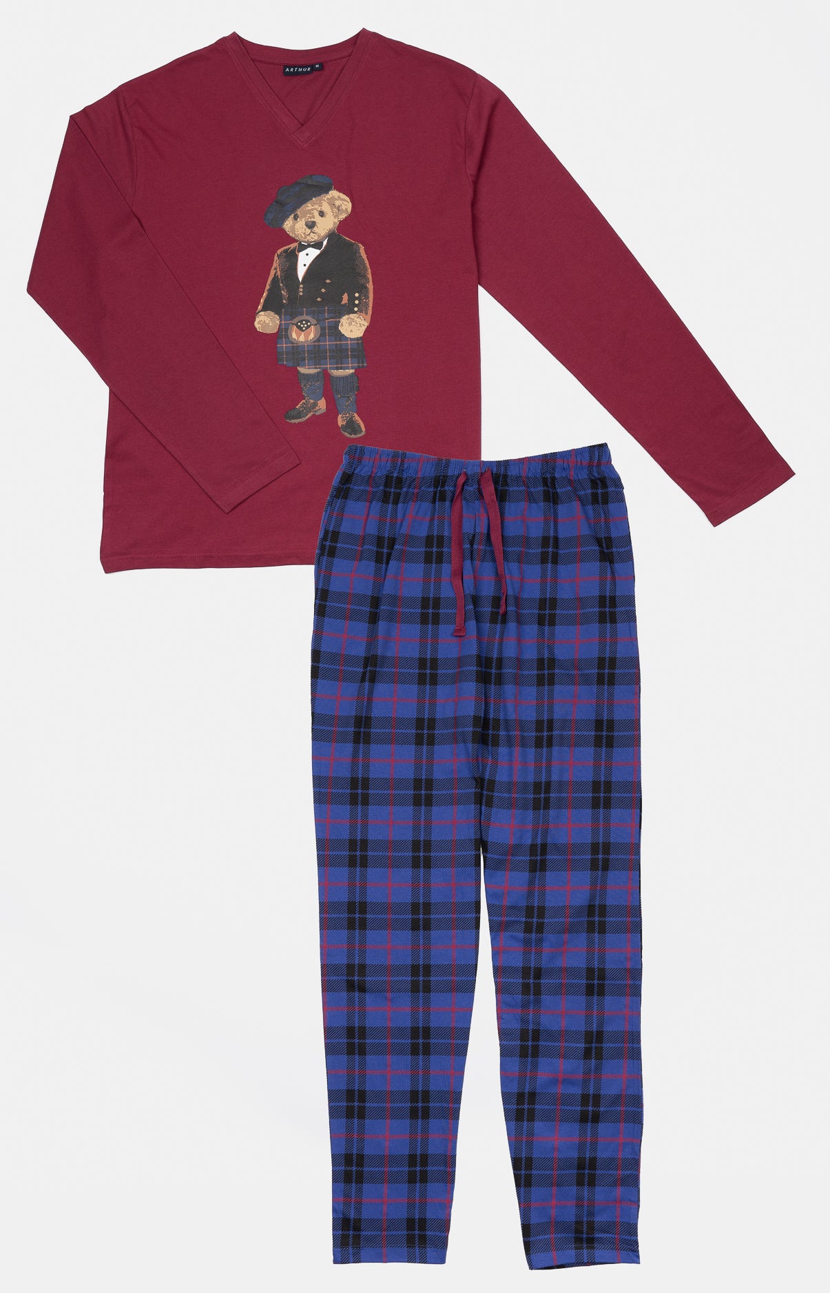 Pyjama long Homme Boston Marine et Violet et Bordeaux 3