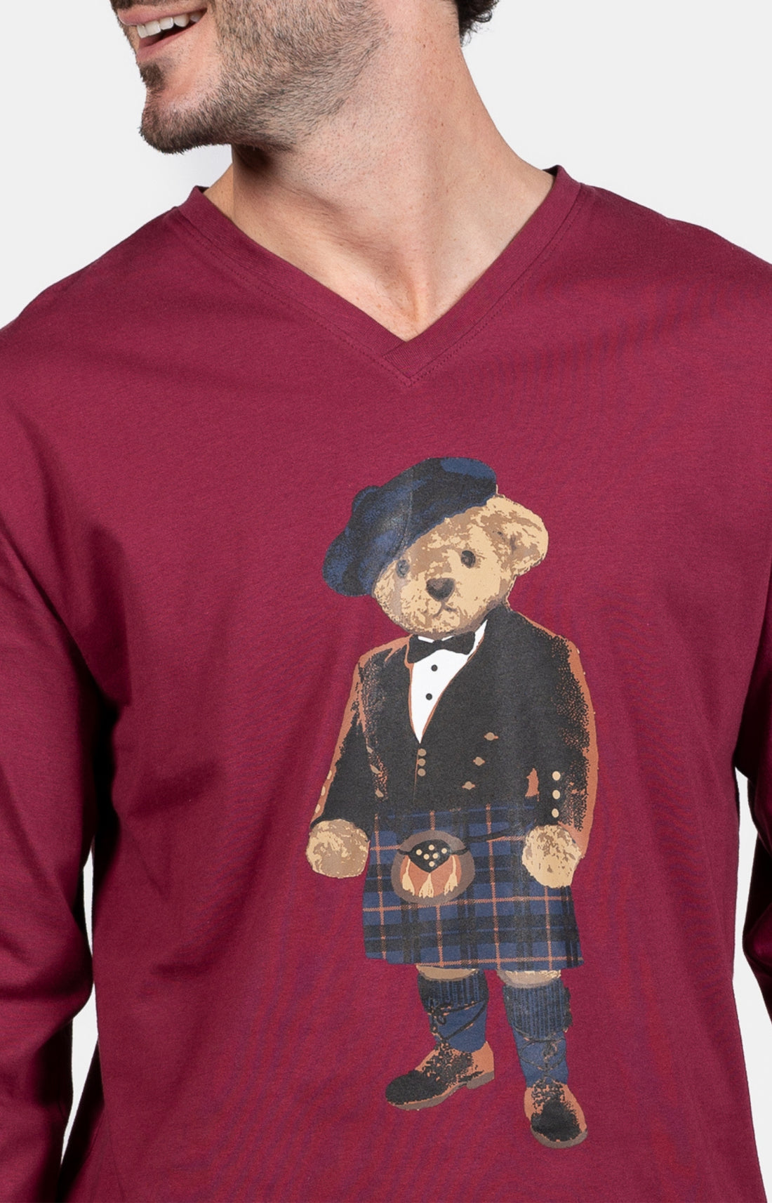 Pyjama long Homme Boston Marine et Violet et Bordeaux 2