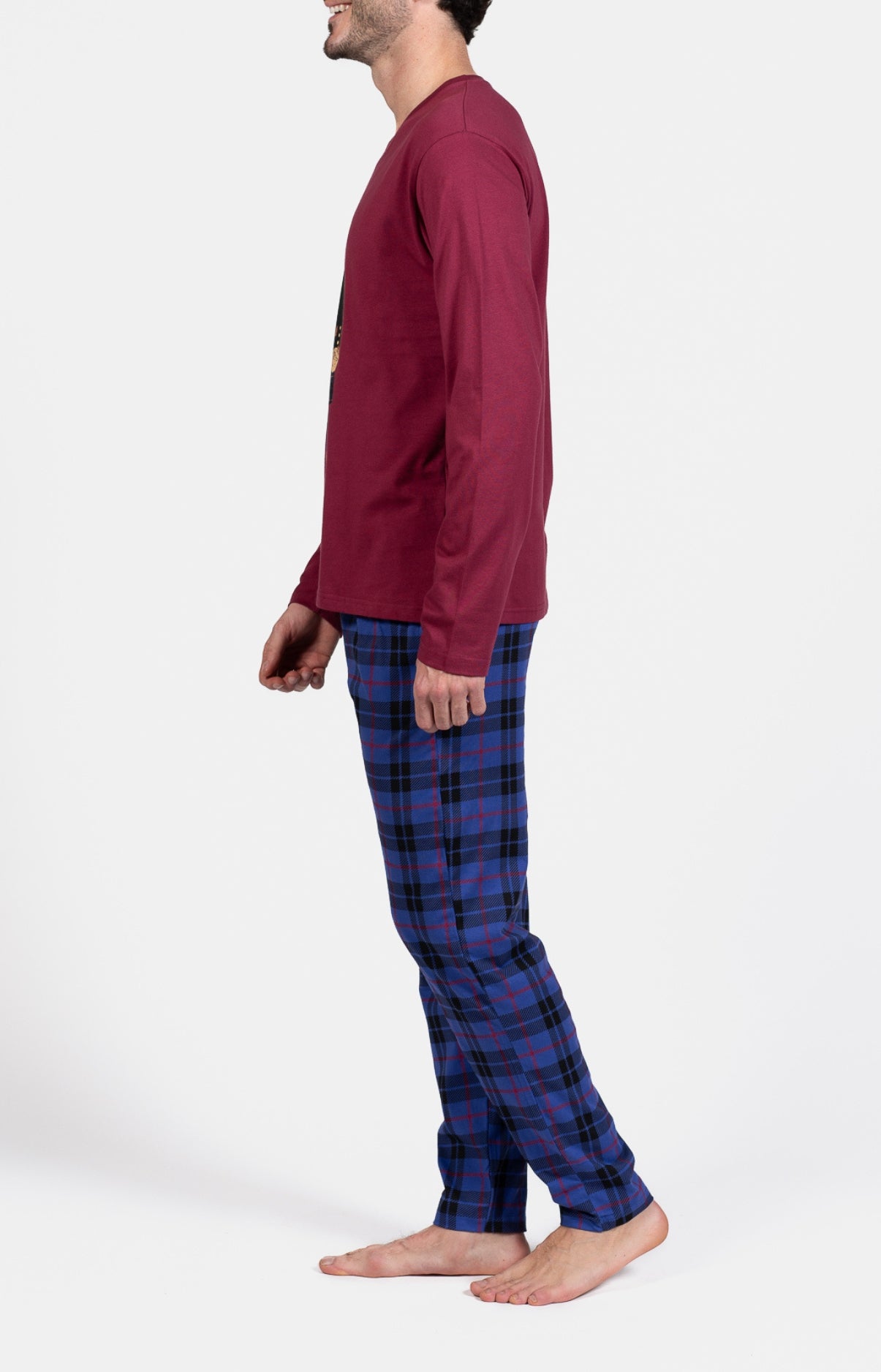 Pyjama long Homme Boston Marine et Violet et Bordeaux 5
