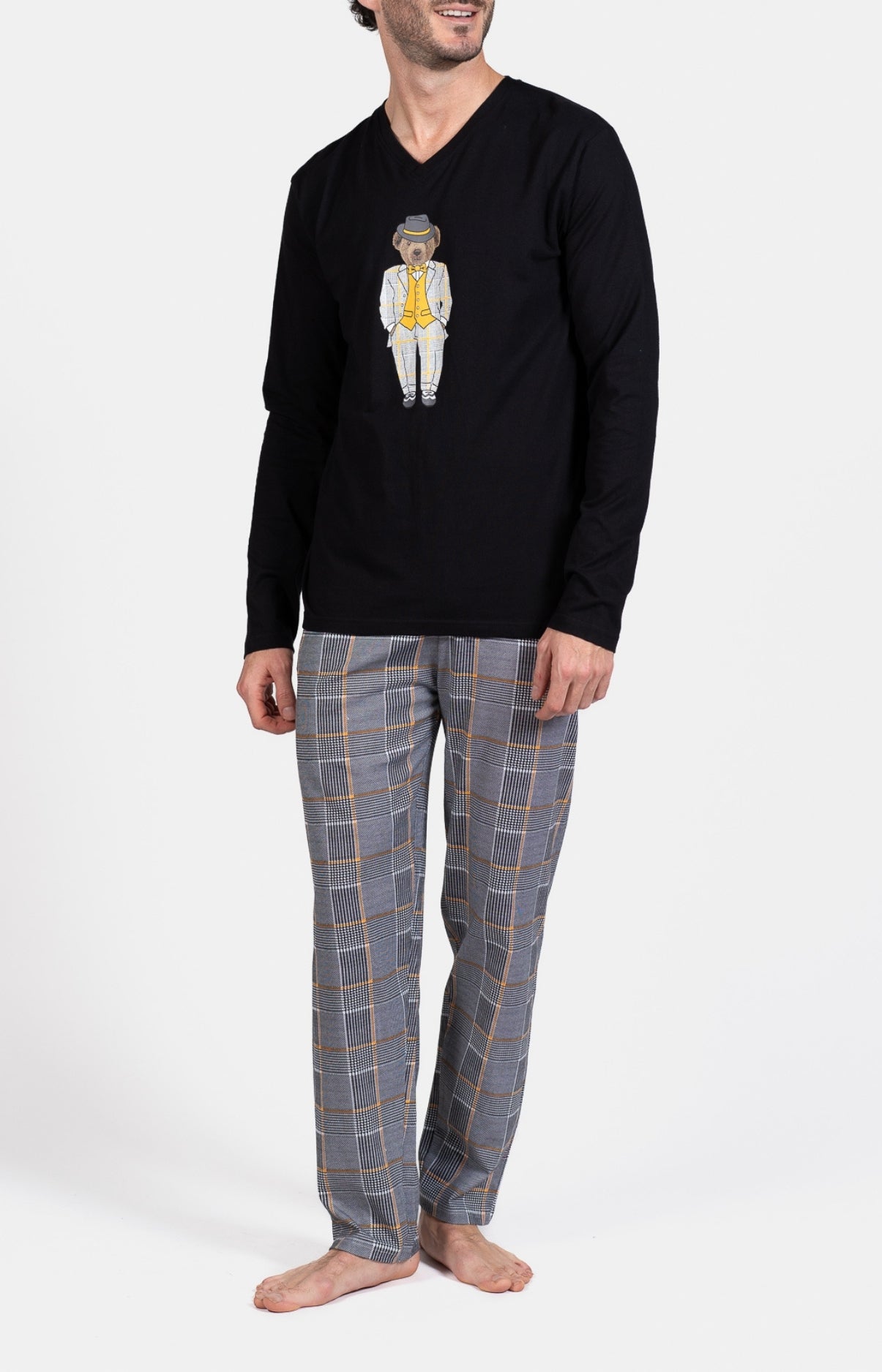 Pyjama long Enfant Charles Gris et Noir 1