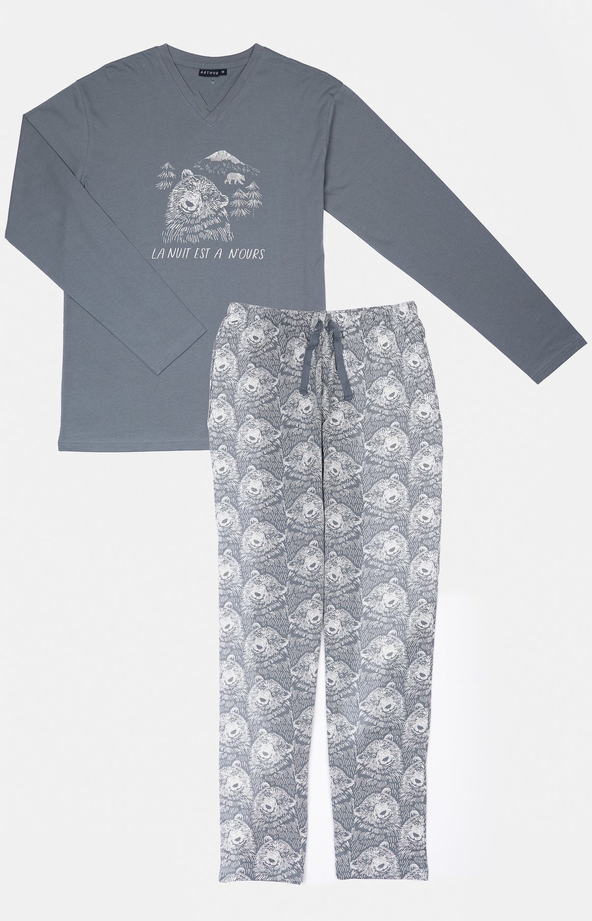 Pyjama long Homme Ours Gris 3