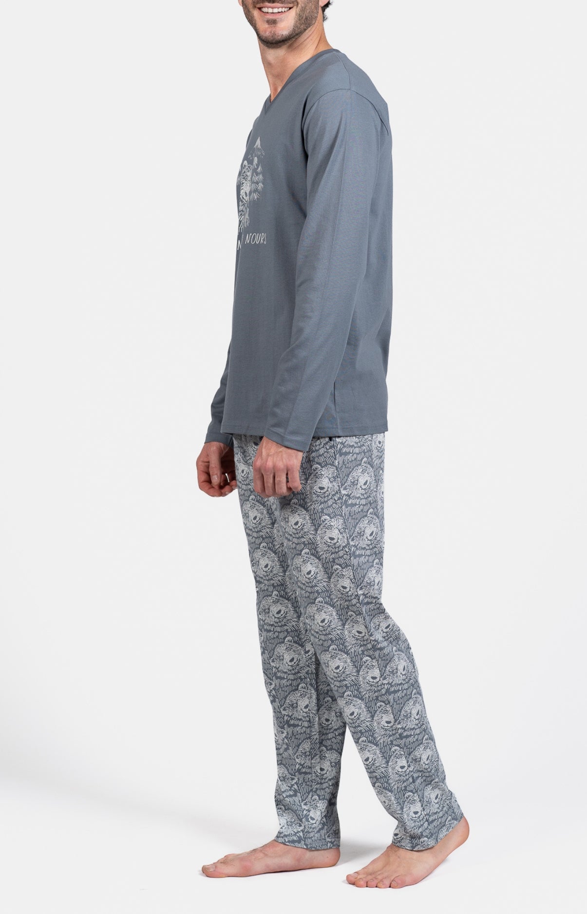 Pyjama long Homme Ours Gris 5
