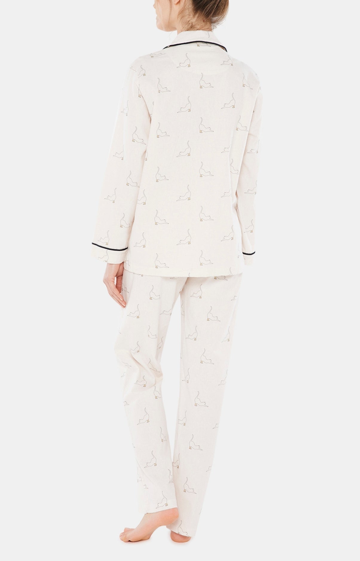 Pyjama long boutonné Femme Chat Beauté Rose 5
