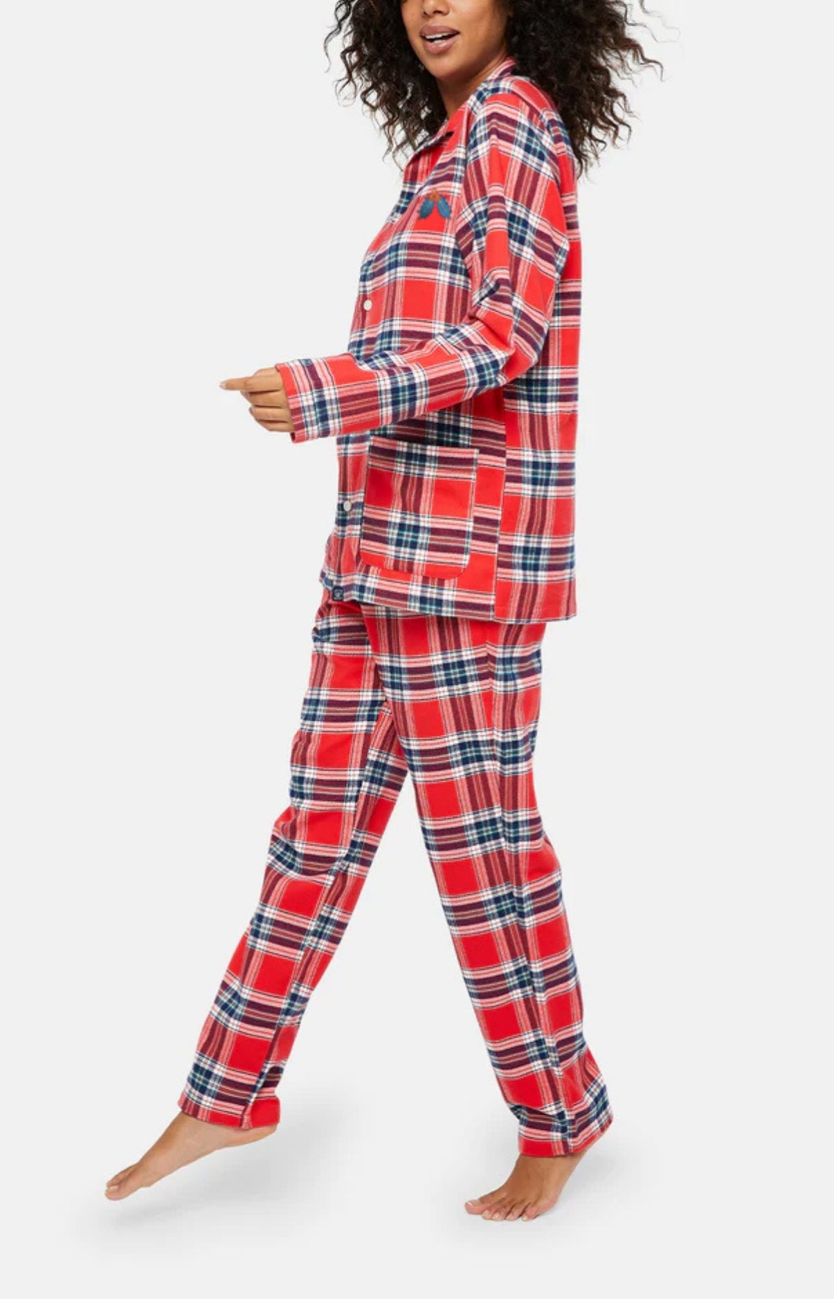 Pyjama long boutonné Femme Logan Rouge 2