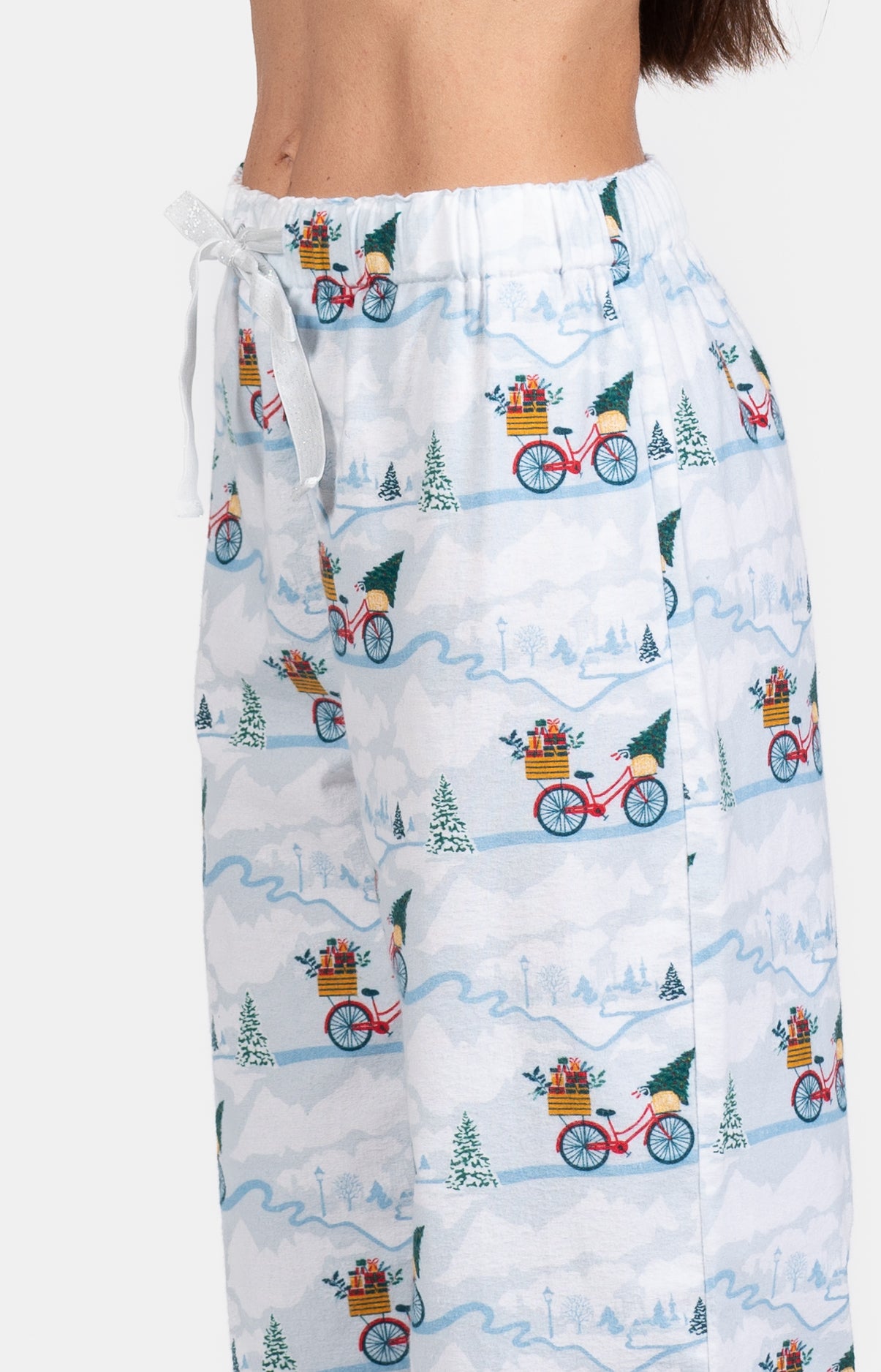 Pyjama long boutonné Femme Noël Bleu et Blanc 4