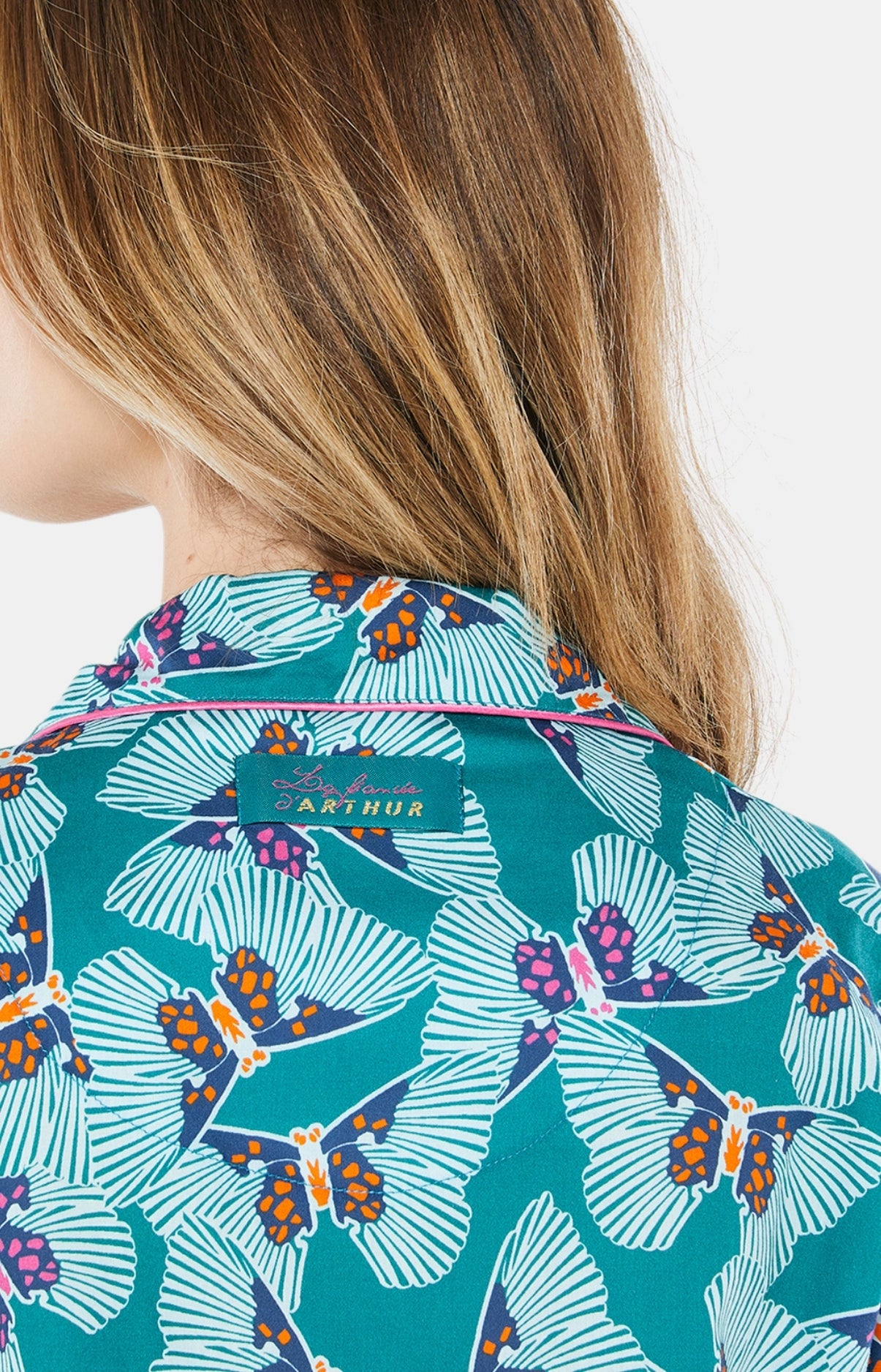 Pyjama long boutonné Femme Papillon Vert 5