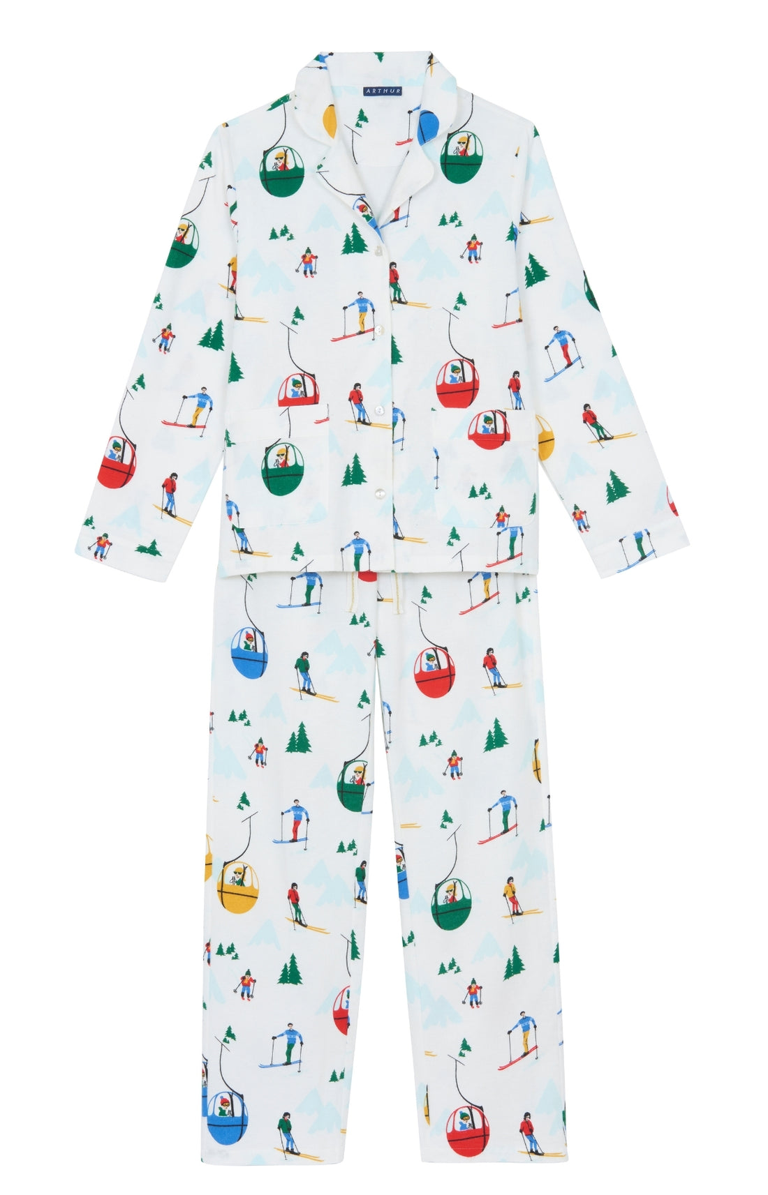 Pyjama long boutonné Femme Mont Pyjama Blanc et Ivoire 3