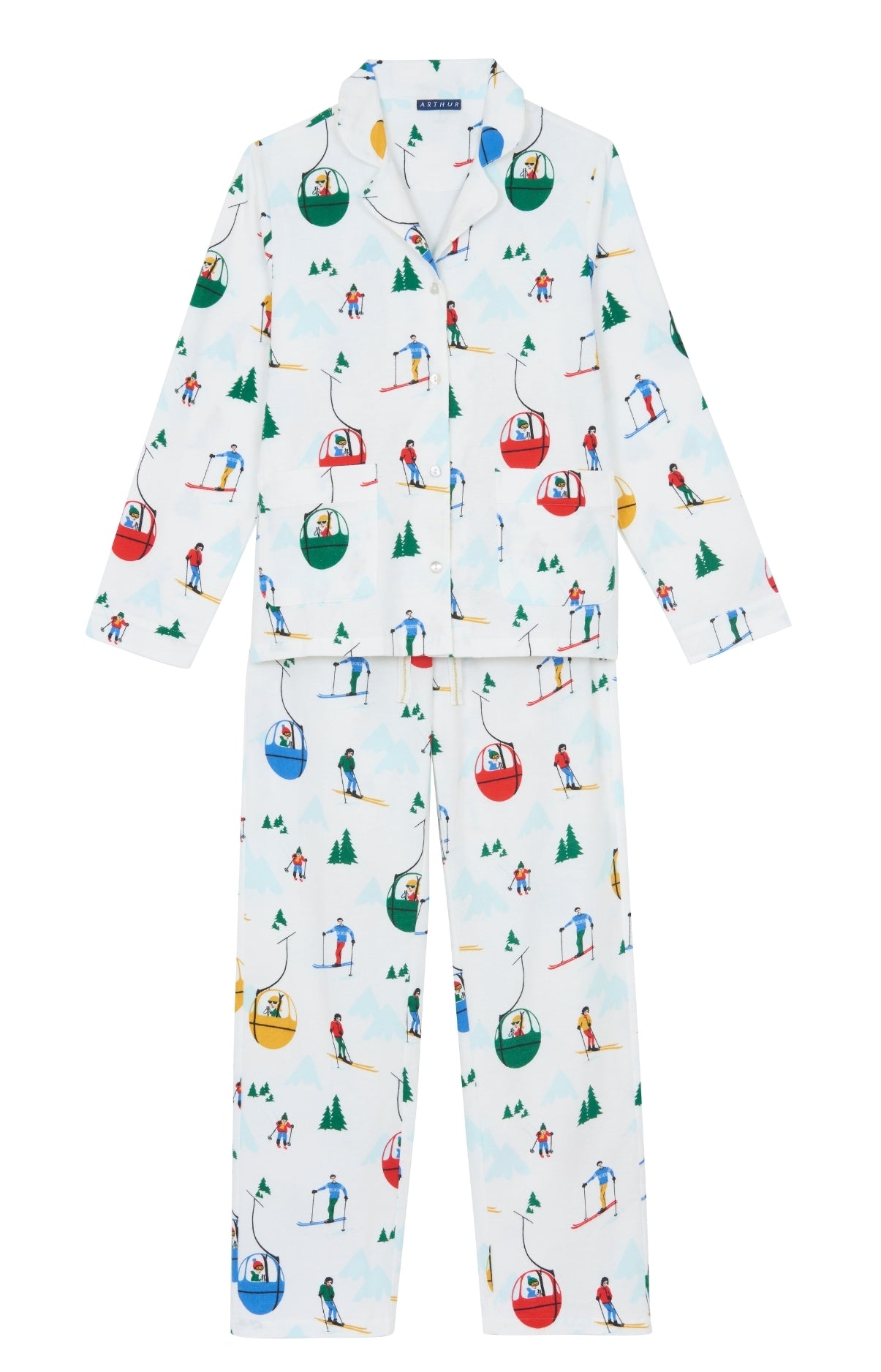 Pyjama long boutonné Femme Mont Pyjama Blanc et Ivoire 3