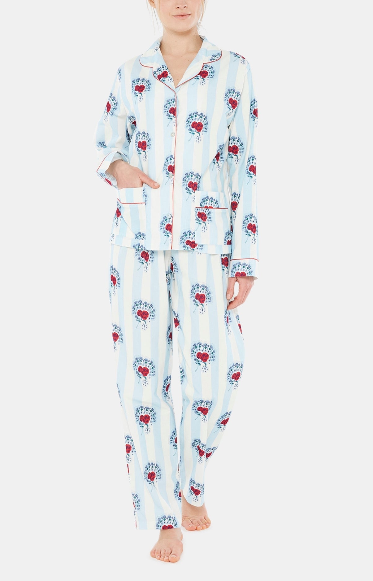 Pyjama long boutonné Femme Suzanne Bleu 1