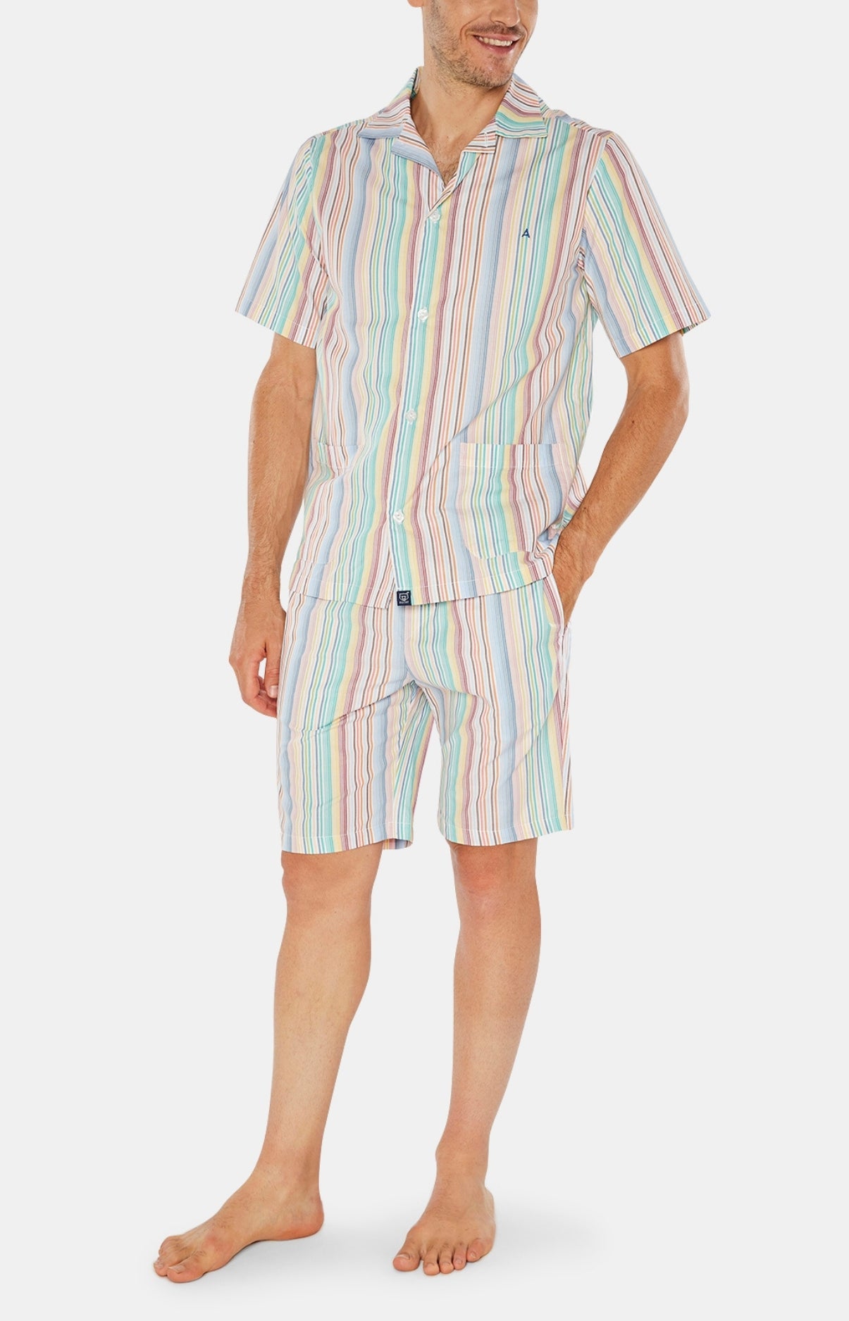 Pyjama court boutonné Homme Rayure Keys Multicolore 1