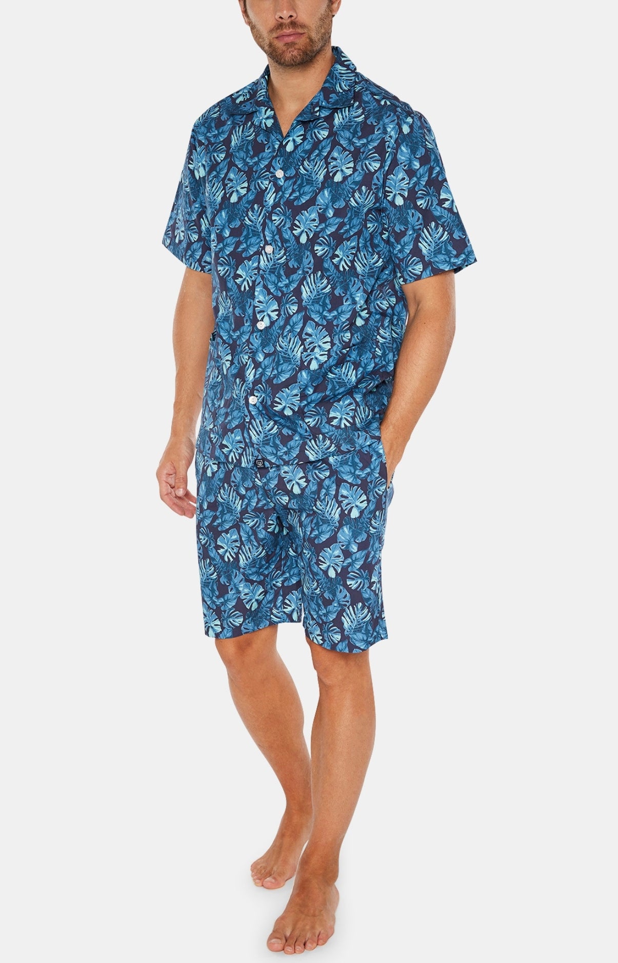 Pyjama court boutonné Homme Tropique Marine 1