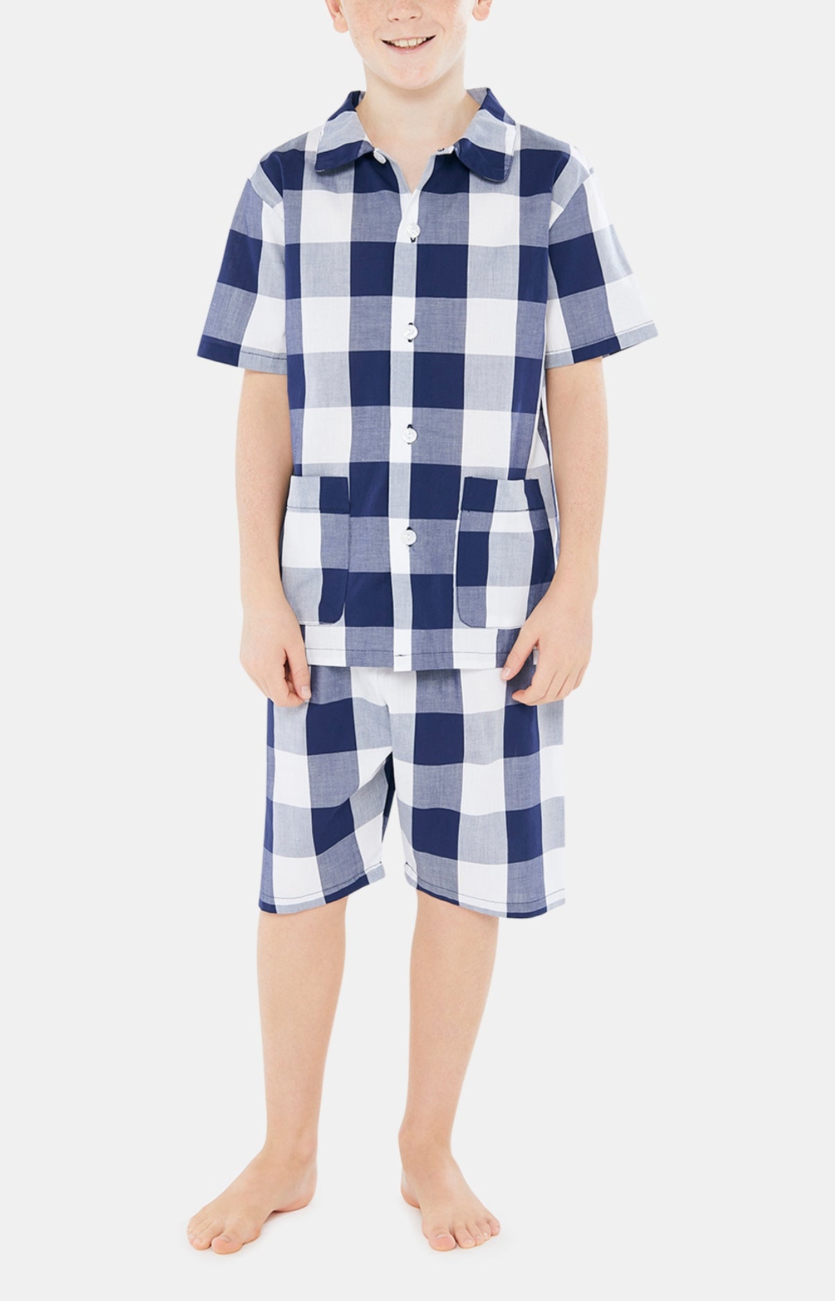 Pyjashort Enfant boutonné Big Vichy Marine 1