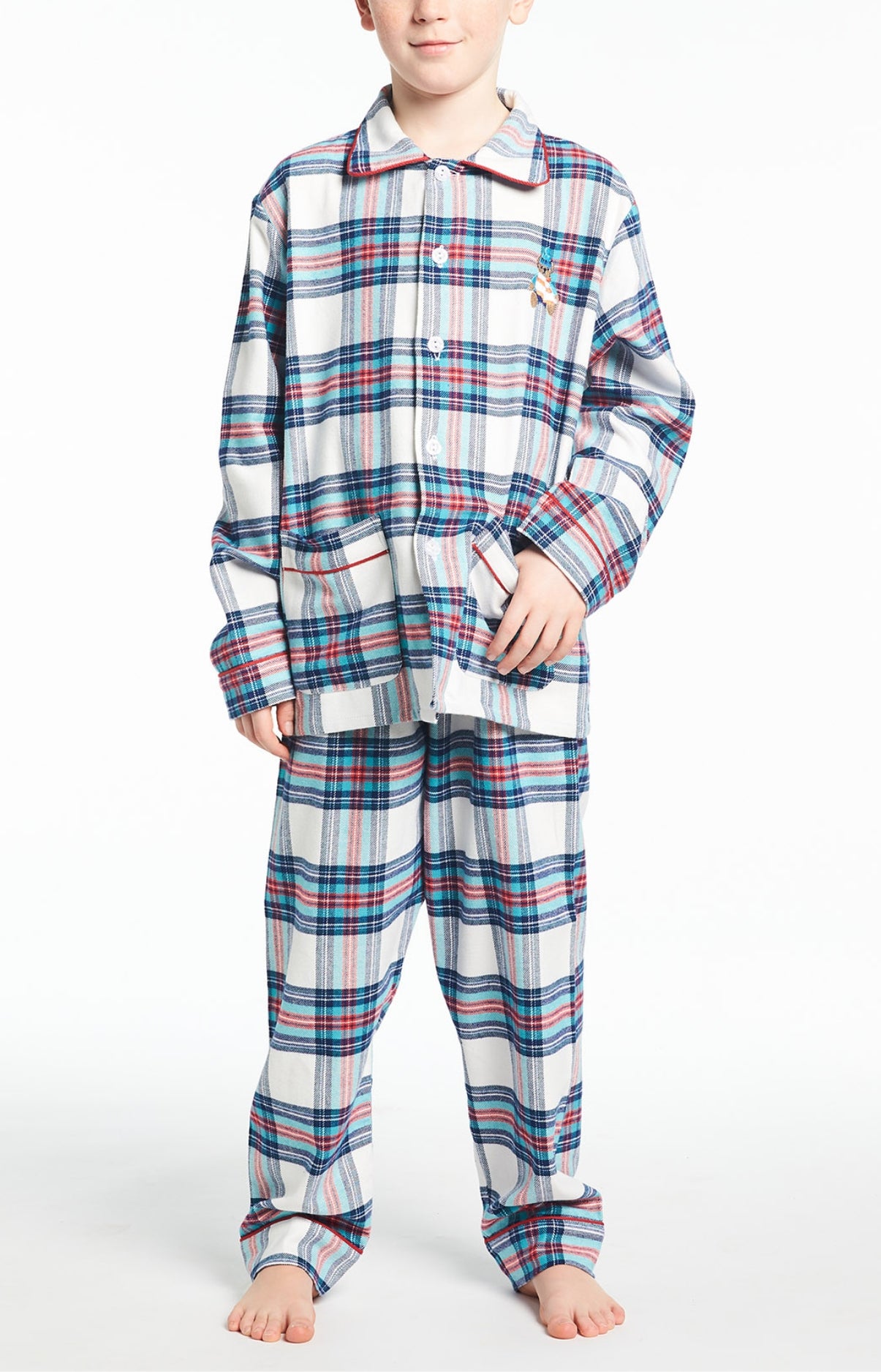 Pyjama long Enfant Logan Blanc et Ivoire 1