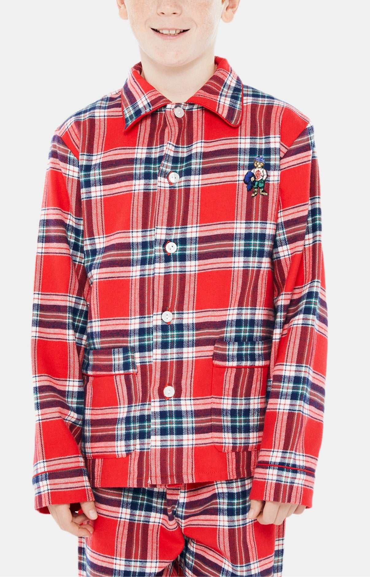 Pyjama long Enfant boutonné Logan Rouge 2