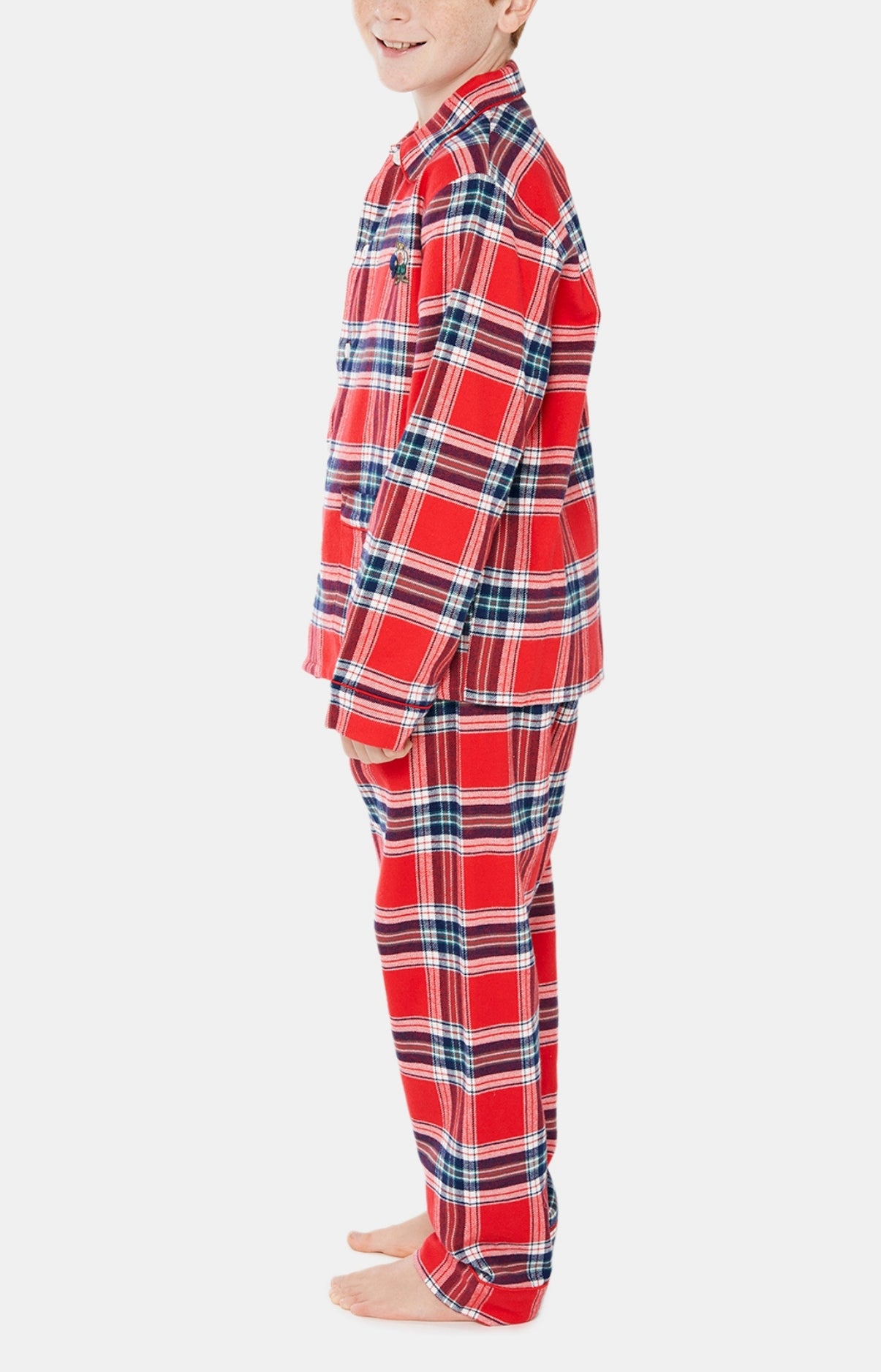Pyjama long Enfant boutonné Logan Rouge 4