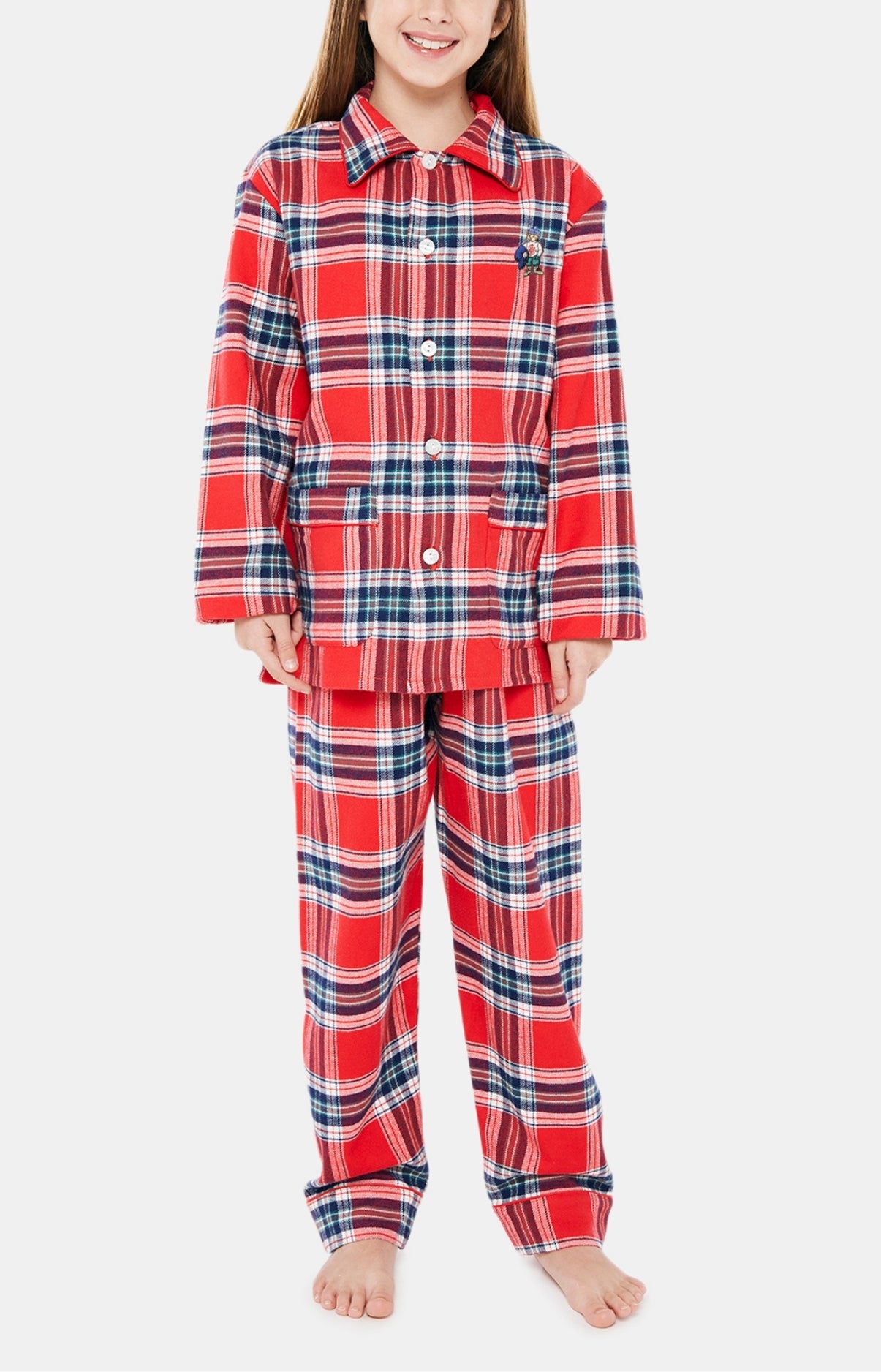 Pyjama long Enfant boutonné Logan Rouge 1