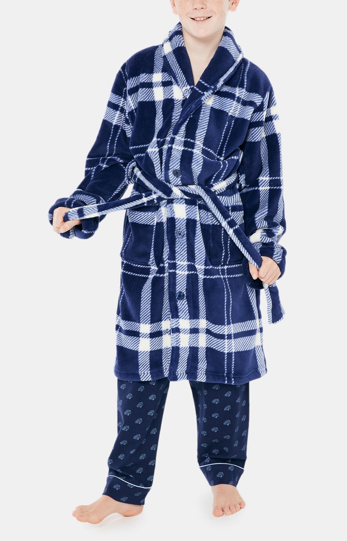 Robe Enfant de chambre Enfant Big Carreaux Marine 1