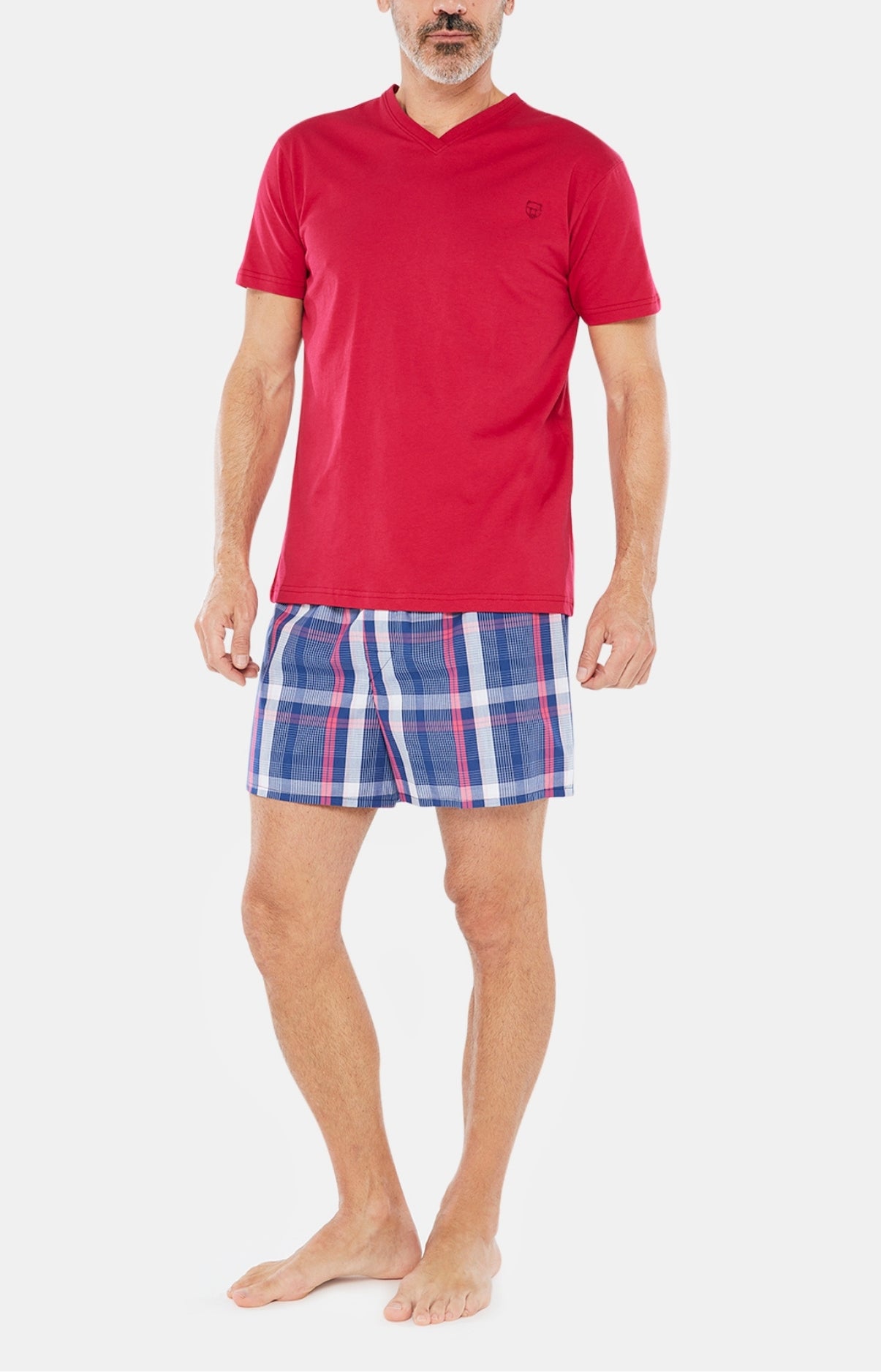 Pyjashort Homme Carreaux Opéra Marine 1